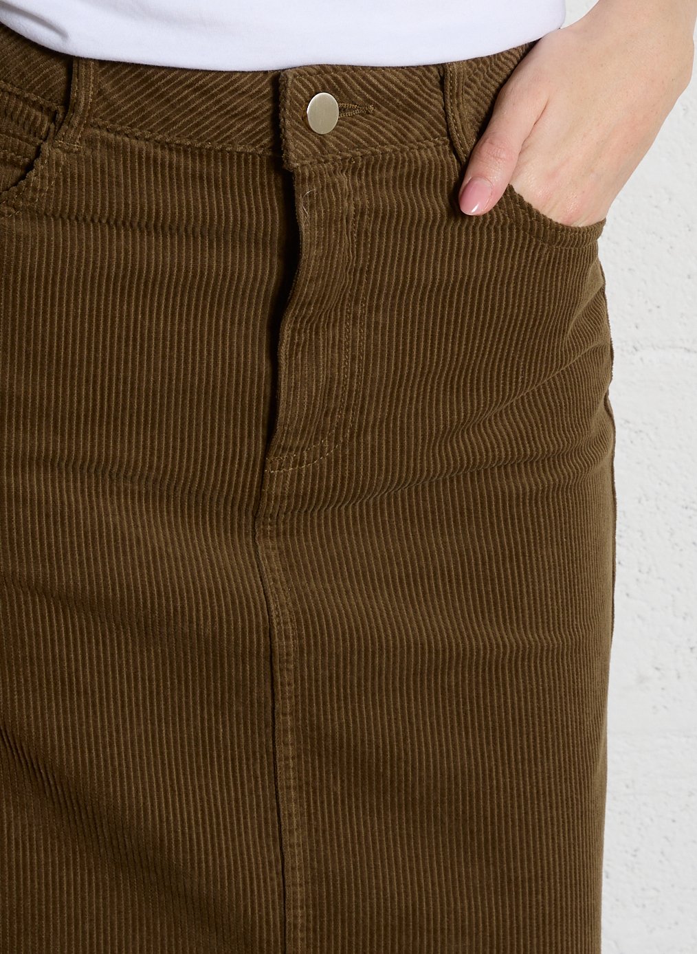 Jupe midi en coton côtelé kayne MAISON 123 Vert