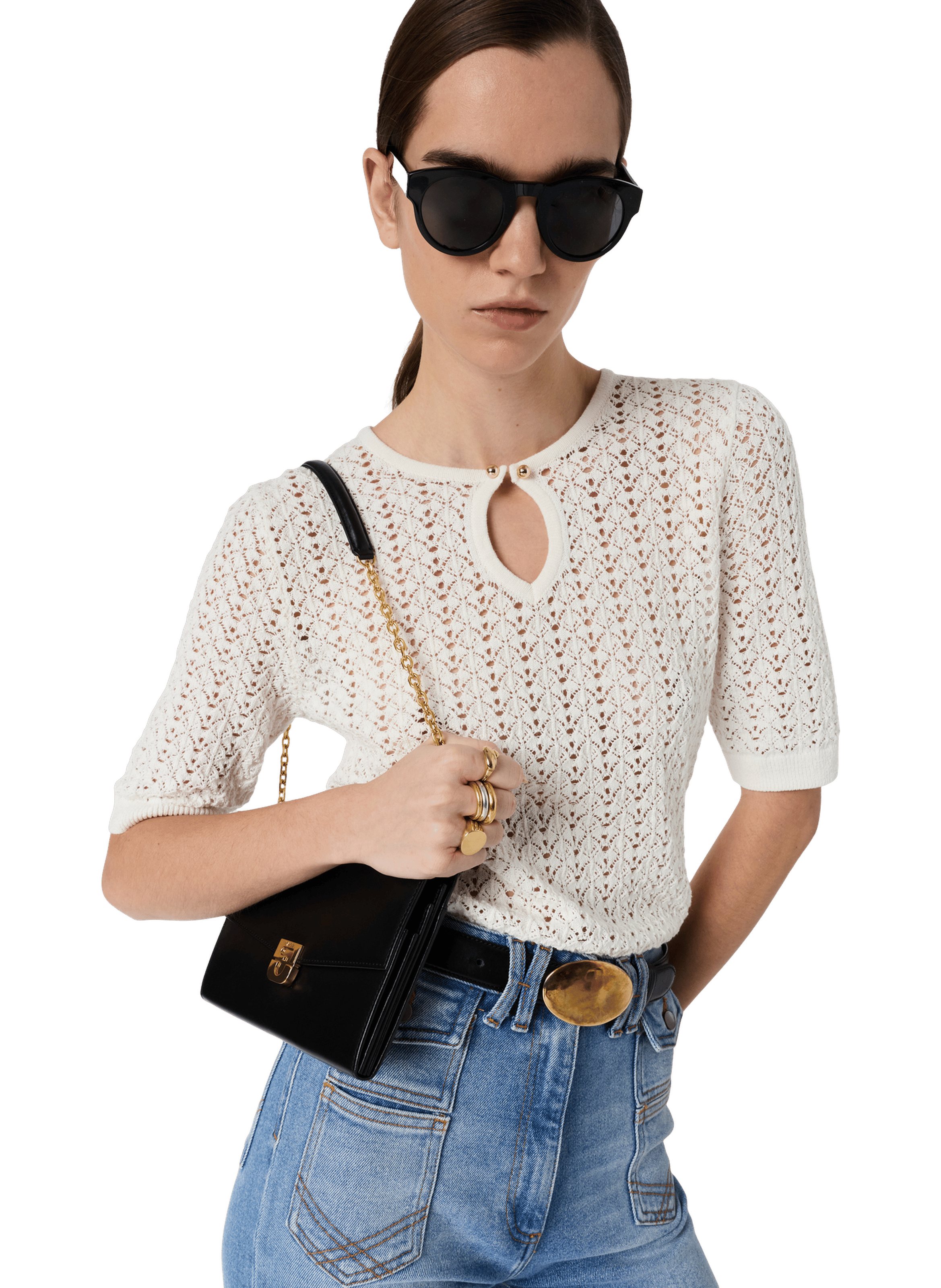 Pull en crochet à manches courtes - lazare GERARD DAREL Beige