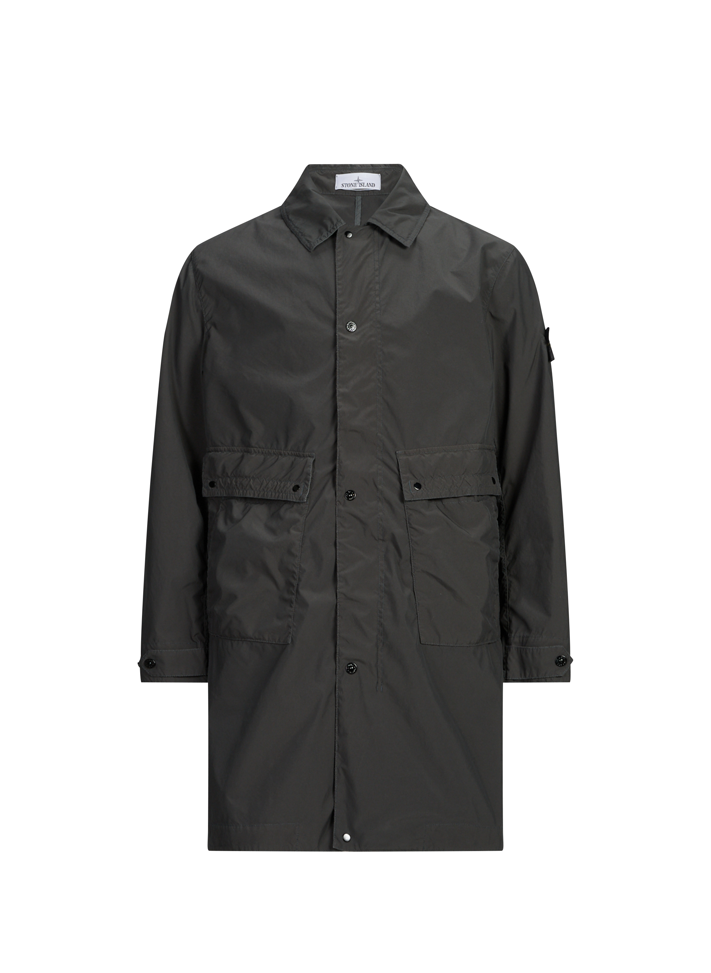 Parka mi-longue à logo STONE ISLAND Gris