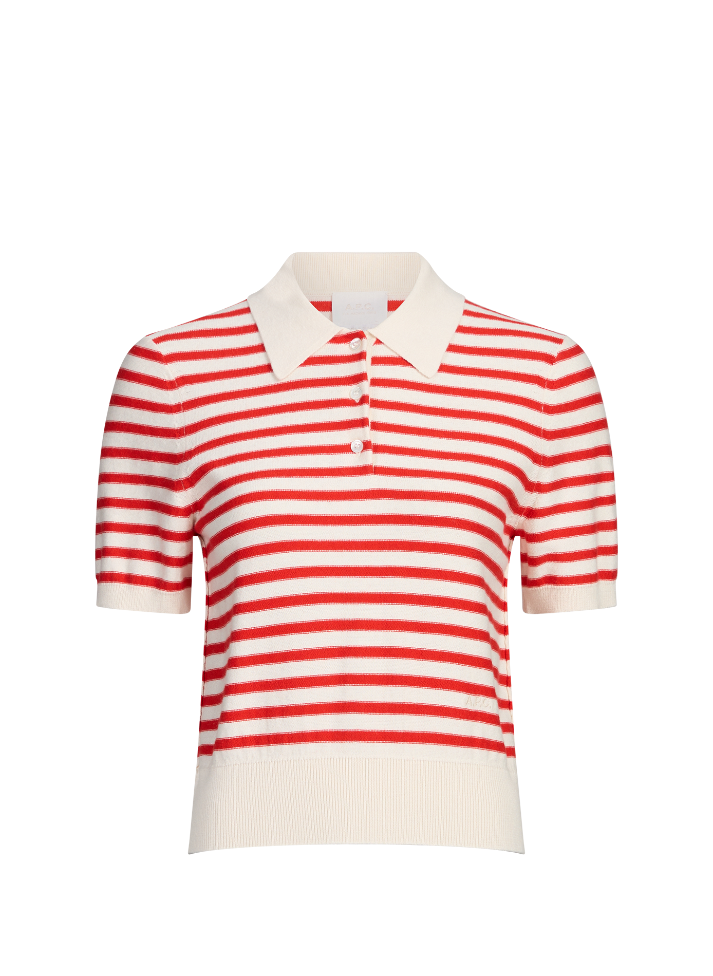 Short-sleeved polo shirt in cotton and cashmere stripes A.P.C. Multicolour