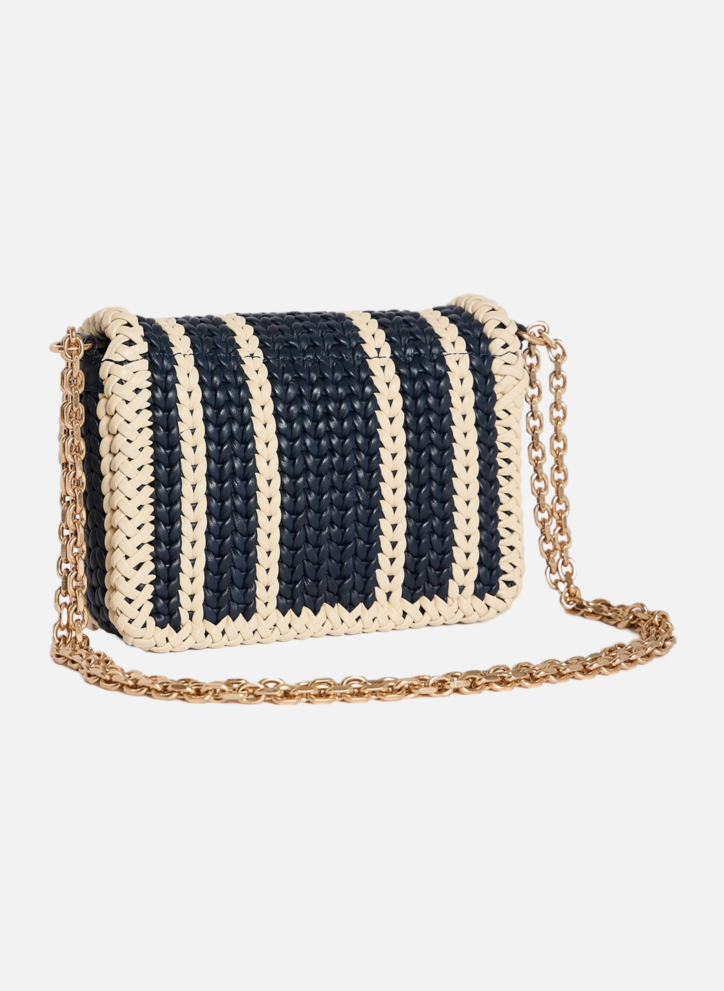 Petit sac moon en cuir tressé VANESSA BRUNO Bleu