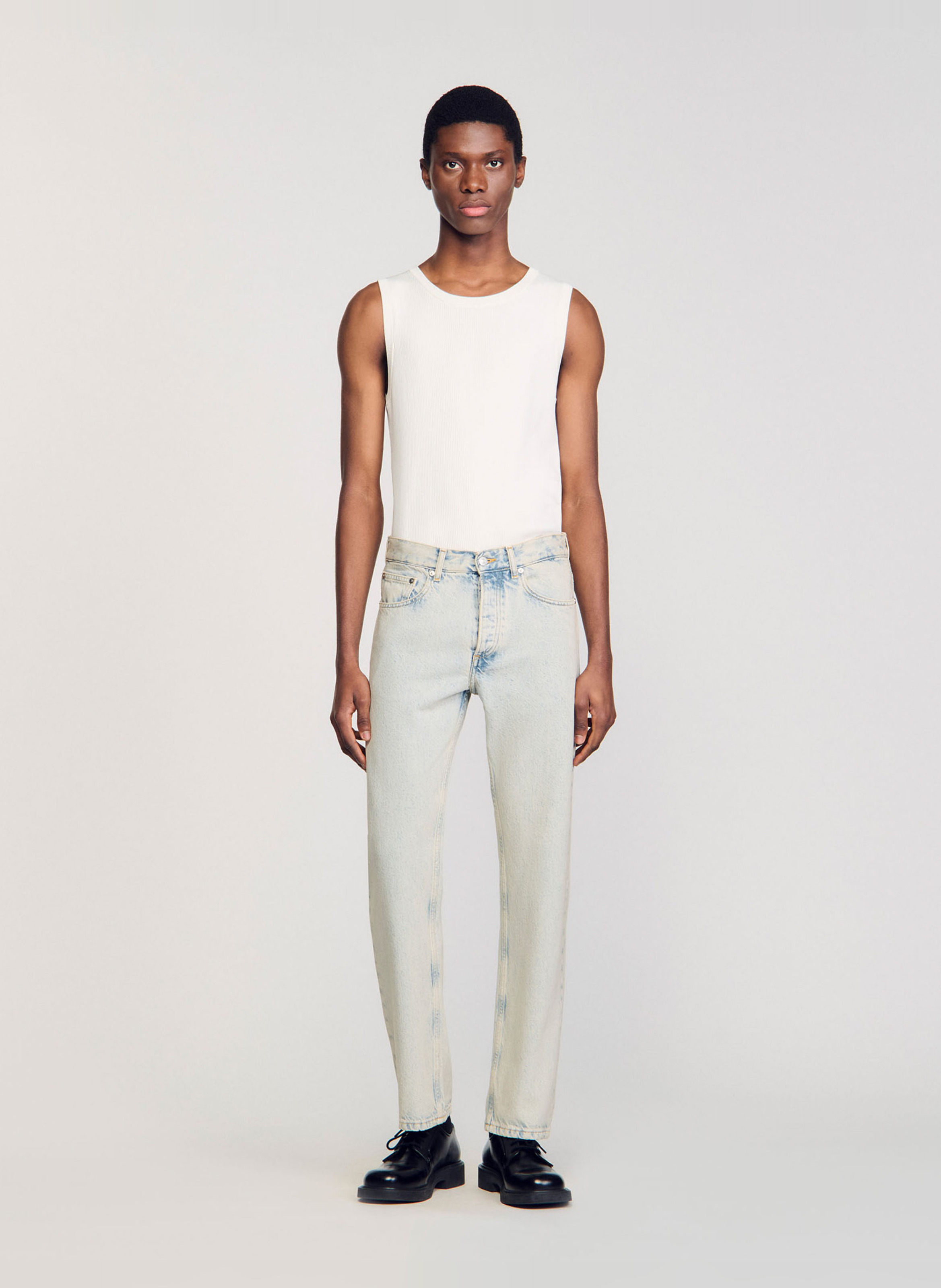 Jean droit en coton SANDRO Bleu