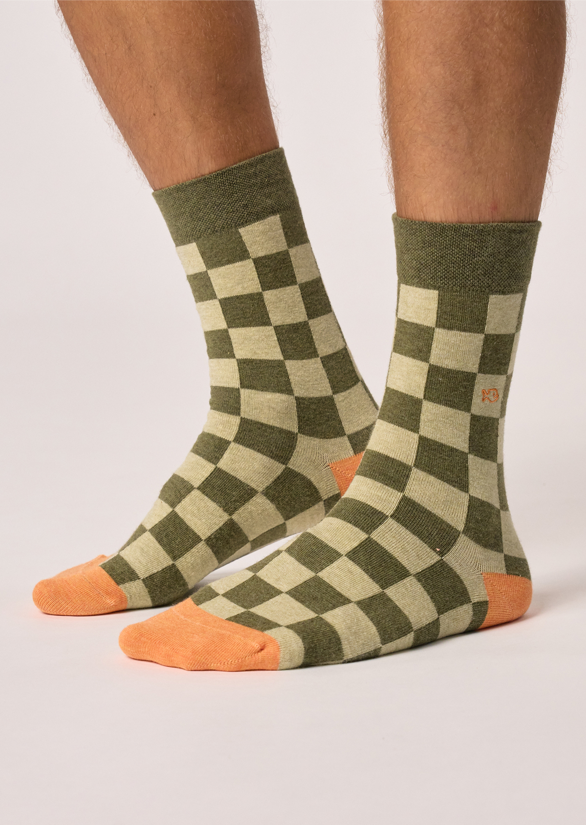 Chaussettes en coton peigné carreaux BILLYBELT Kaki