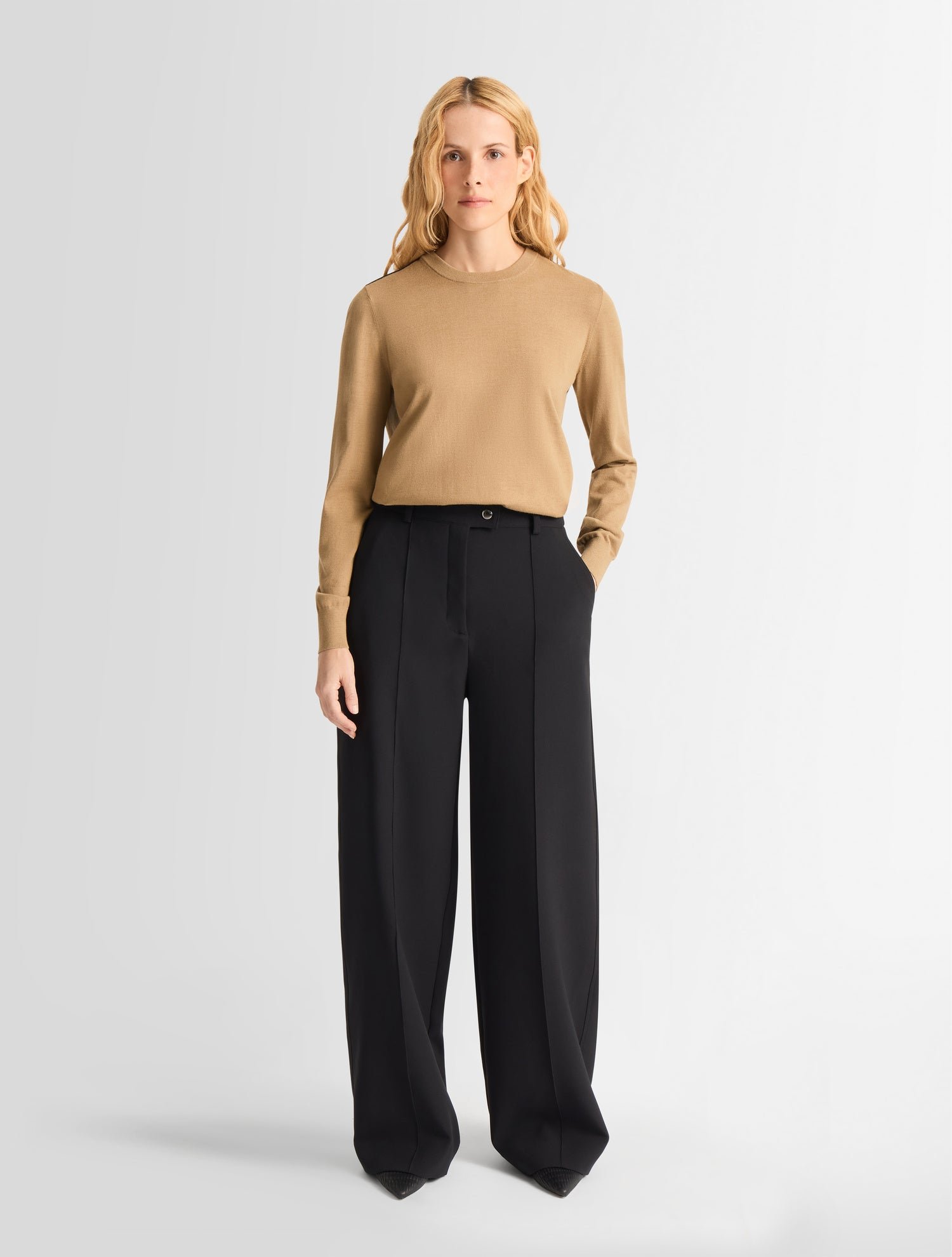 Pull ottavia col rond coupe ajustée FUSALP Beige