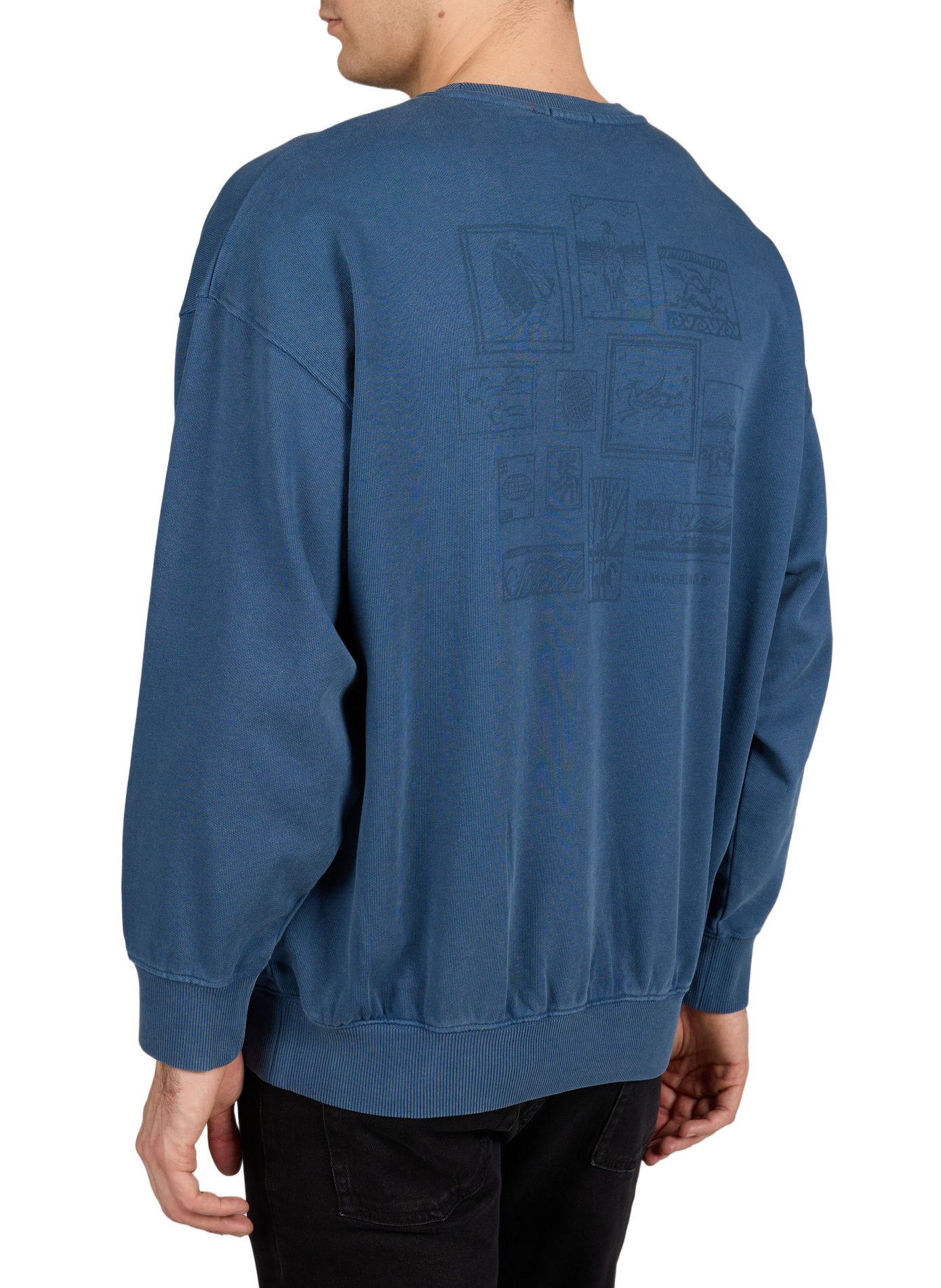 Oversized printed sweater with mixed cotton back TIMBERLAND Blue