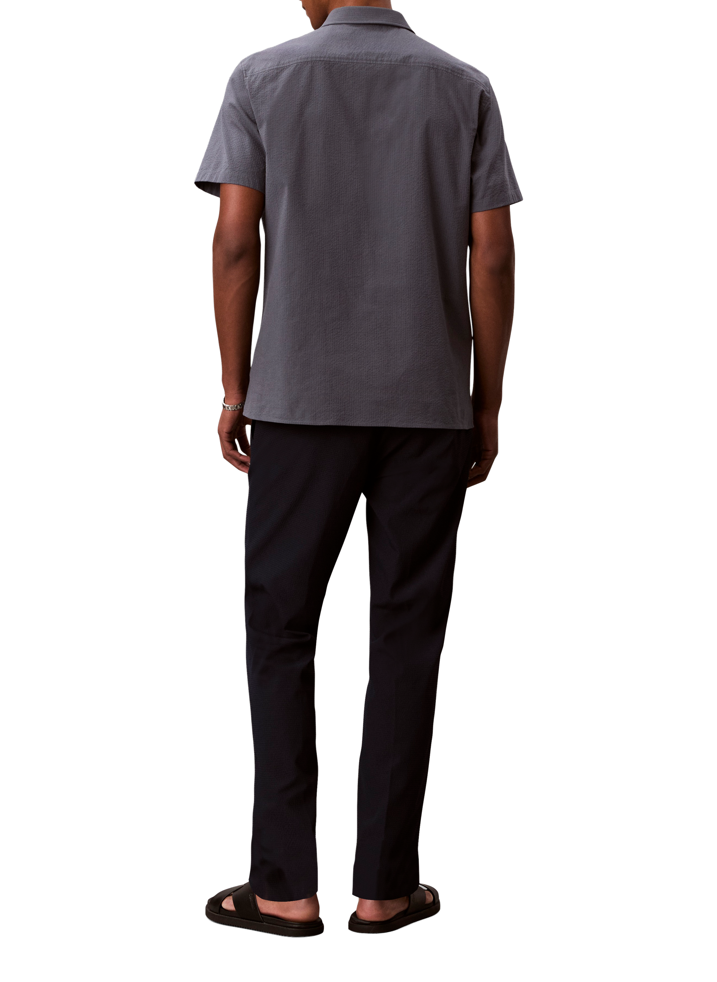 Pantalon droit en tissu seersucker CALVIN KLEIN Bleu