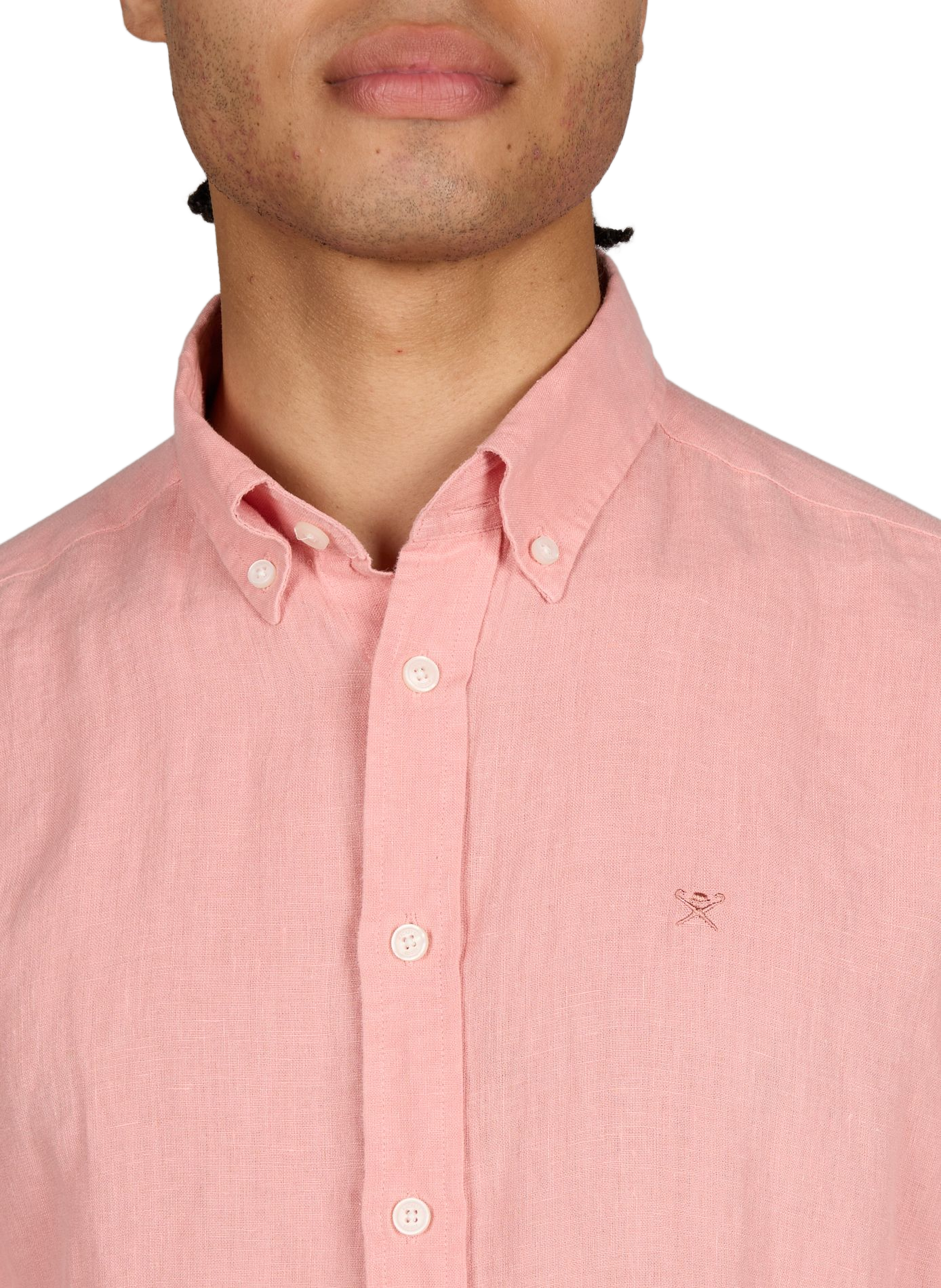 Straight linen shirt with American collar HACKETT Pink
