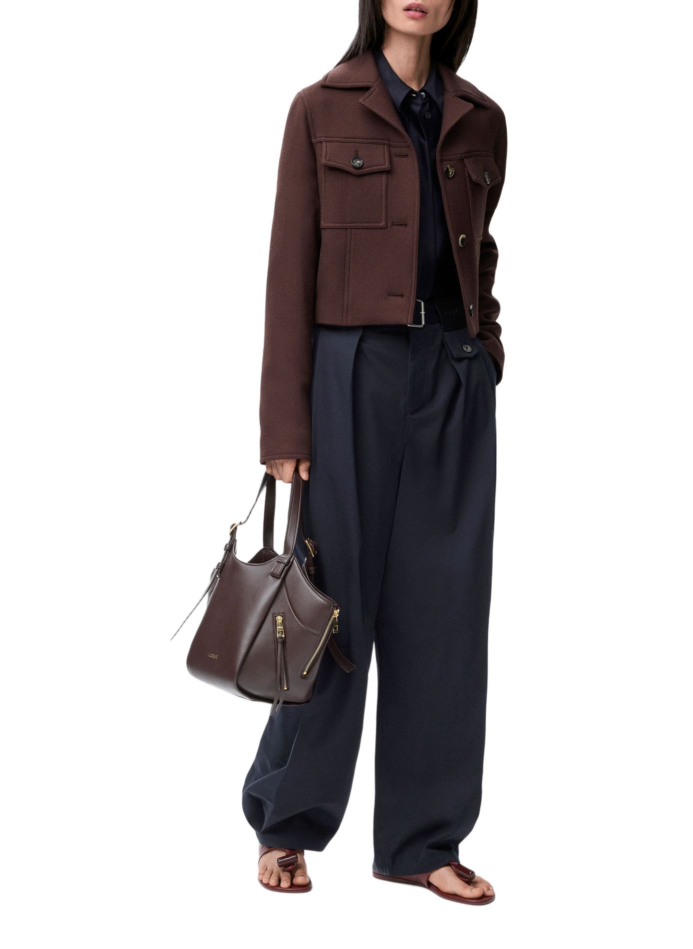 Pantalon décontractée en coton et soie LOEWE Bleu