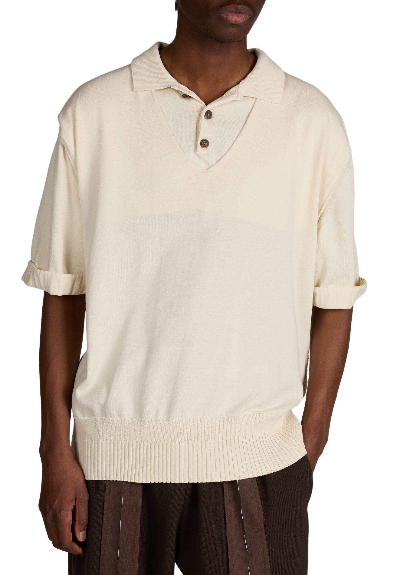 Cotton and silk polo SONIA CARRASCO Beige
