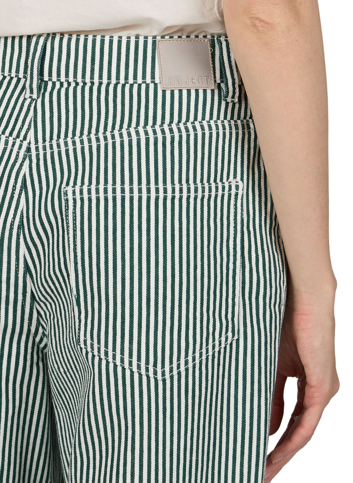 Wide-leg Striped Cotton Blend Jeans OBJECT White