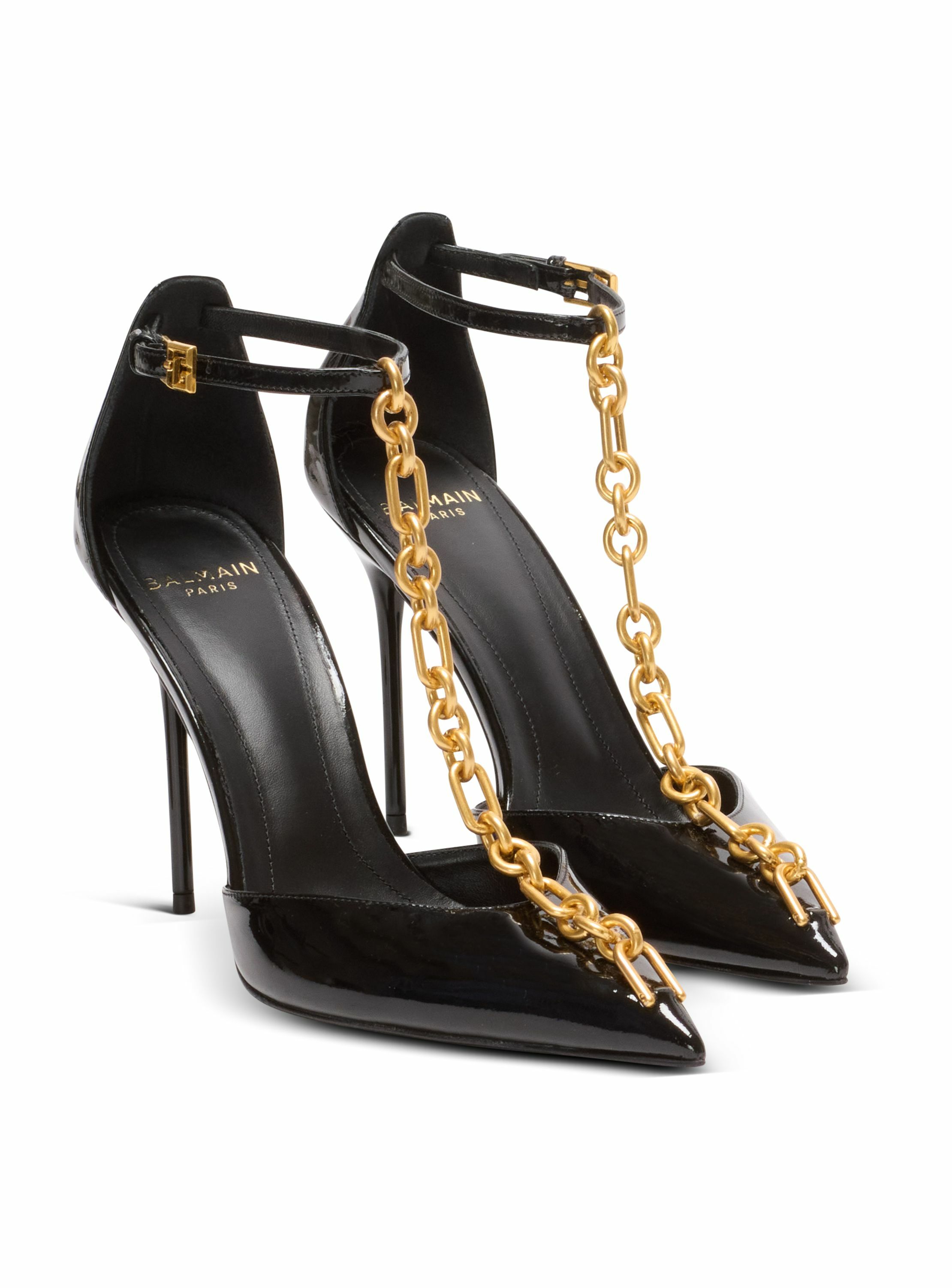 Escarpins sync en cuir verni à bout pointu BALMAIN Noir