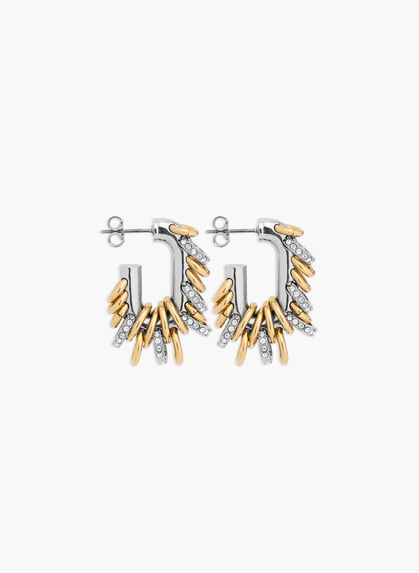 Petites boucles d'oreilles punk xl link bicolore argent et or RABANNE Argent