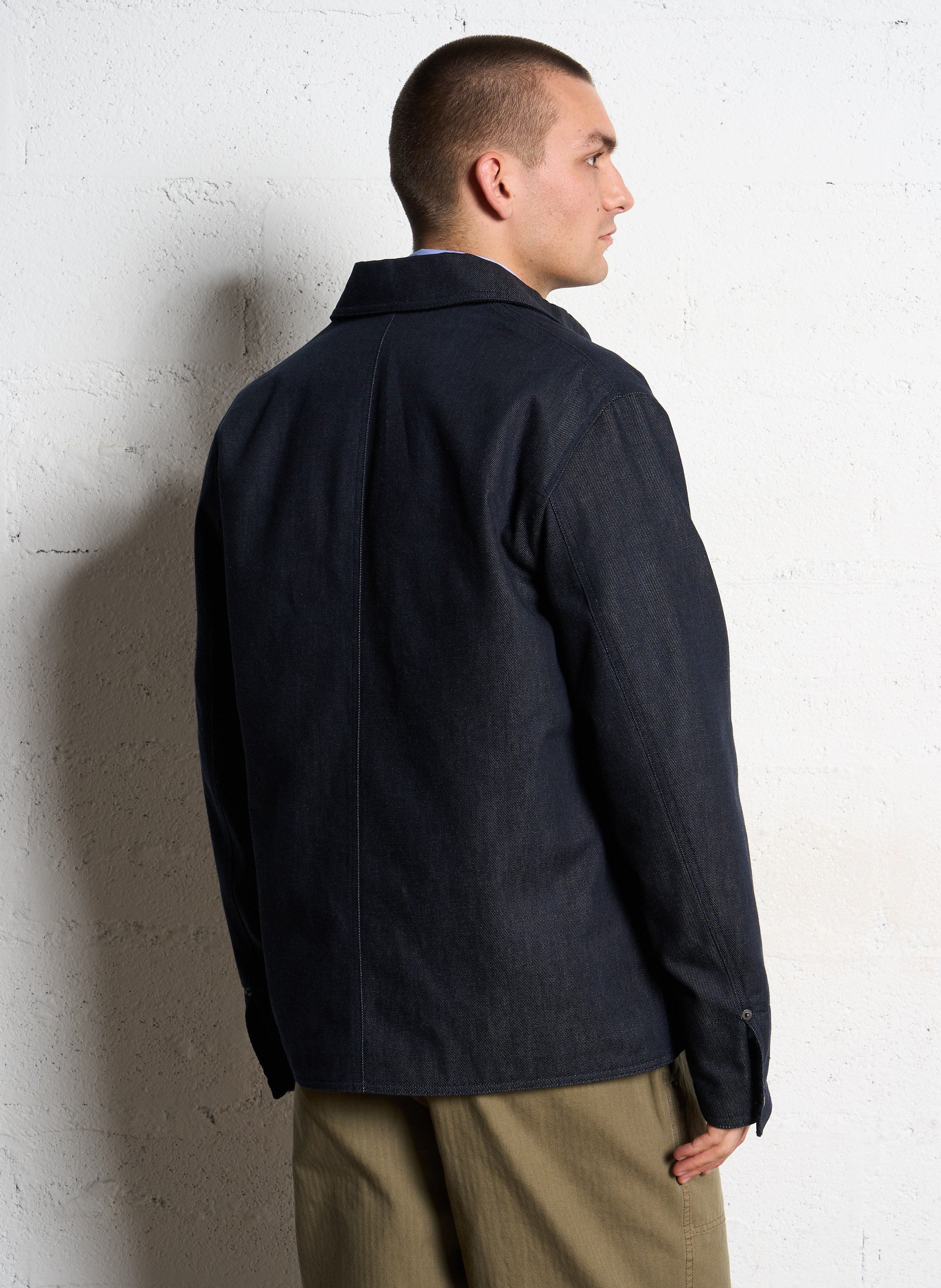 Veste en jean droite col classique en coton IKKS Bleu