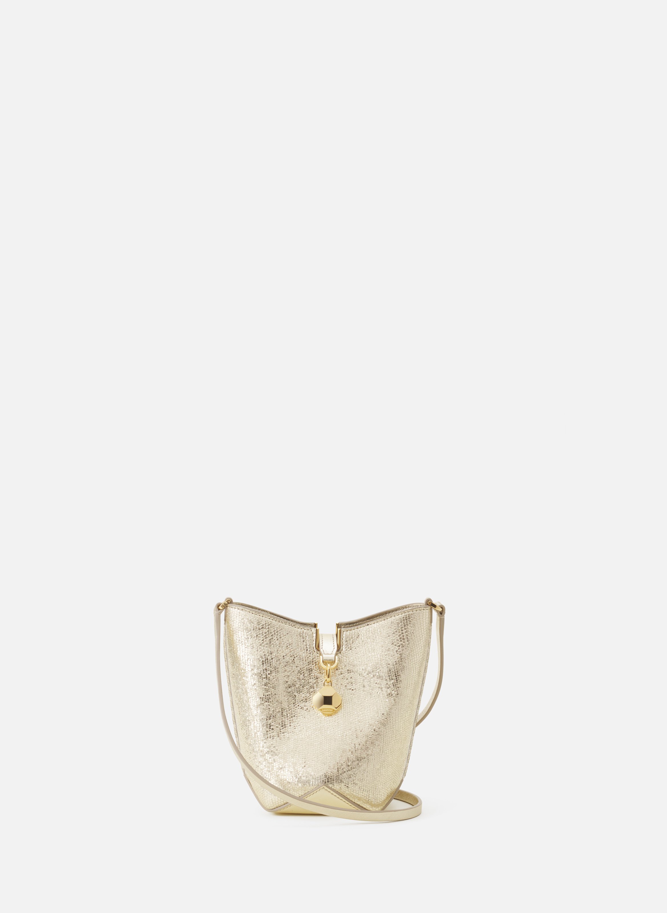 Sac seau nano catch by lanvin en cuir métallisé craquelé LANVIN Argent
