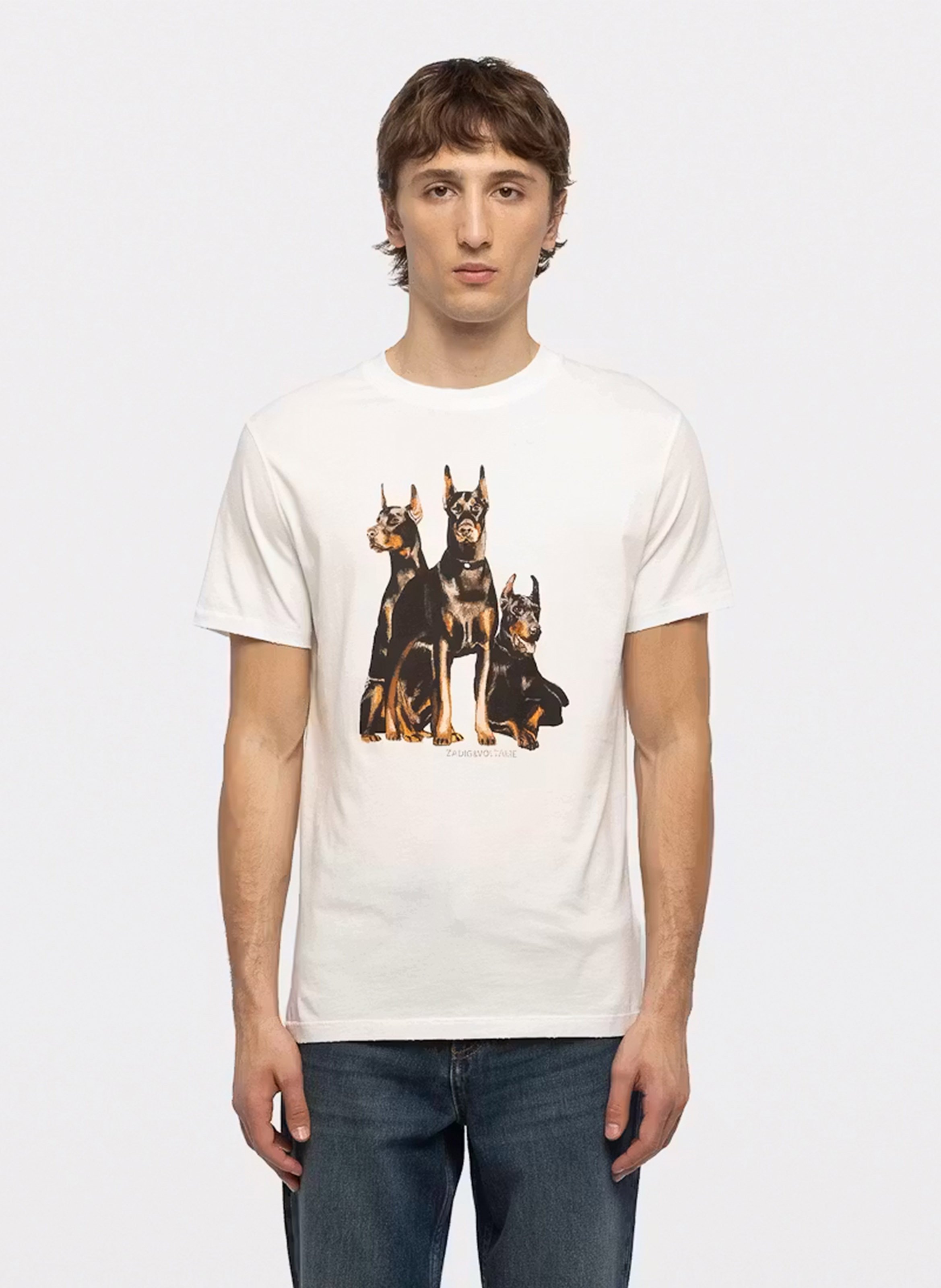 Ronde hals T-shirt met zeefdruk van katoen Jimmy ZADIG&VOLTAIRE Wit