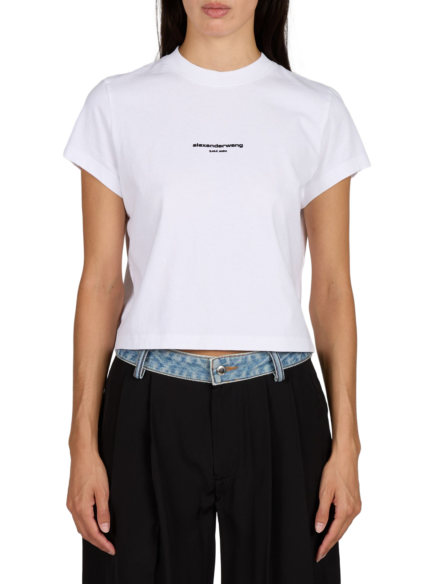 Tee-shirt col rond en coton ALEXANDER WANG Blanc