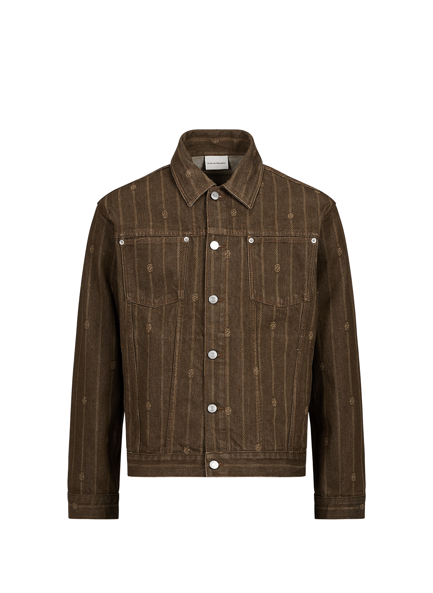 Monogram Cotton Denim Jacket DROLE DE MONSIEUR Brown