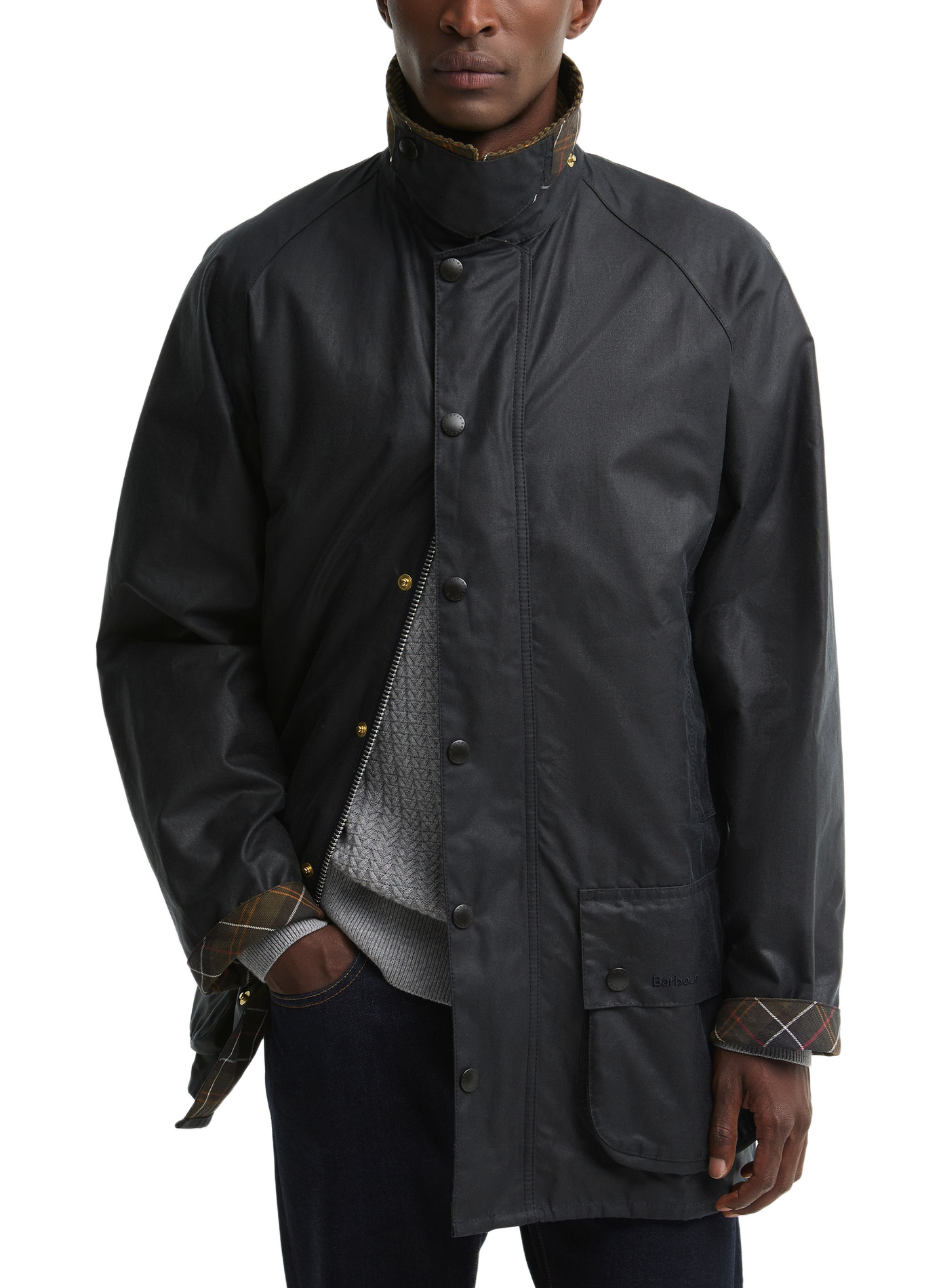 Wachsjacke Icons Beaufort aus Baumwolle BARBOUR Blau