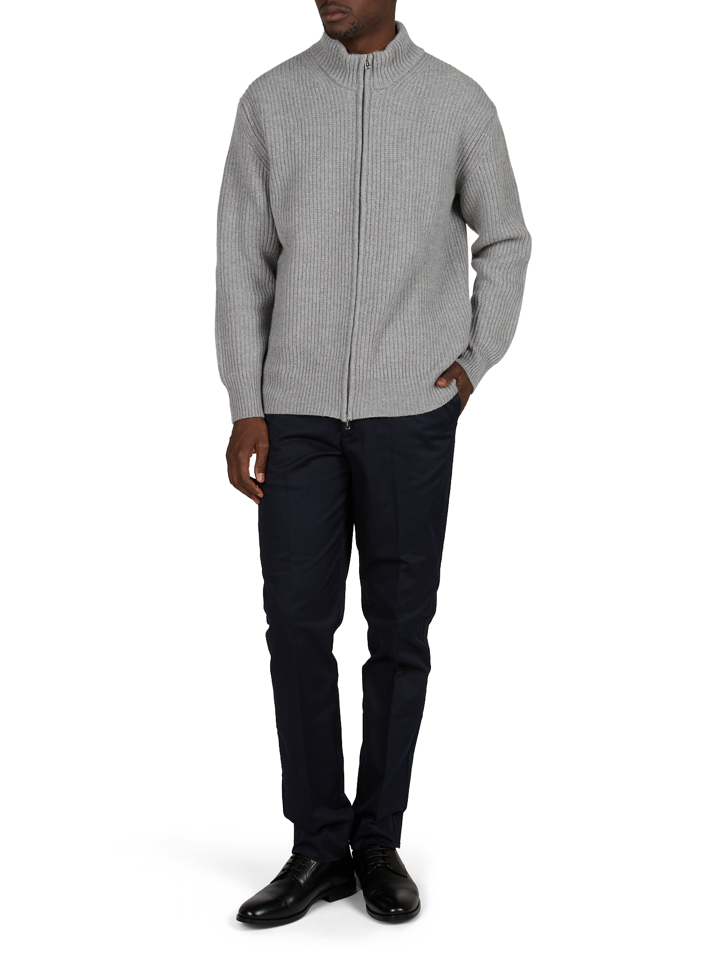 High-neck cashmere knit vest AURELIEN Grey