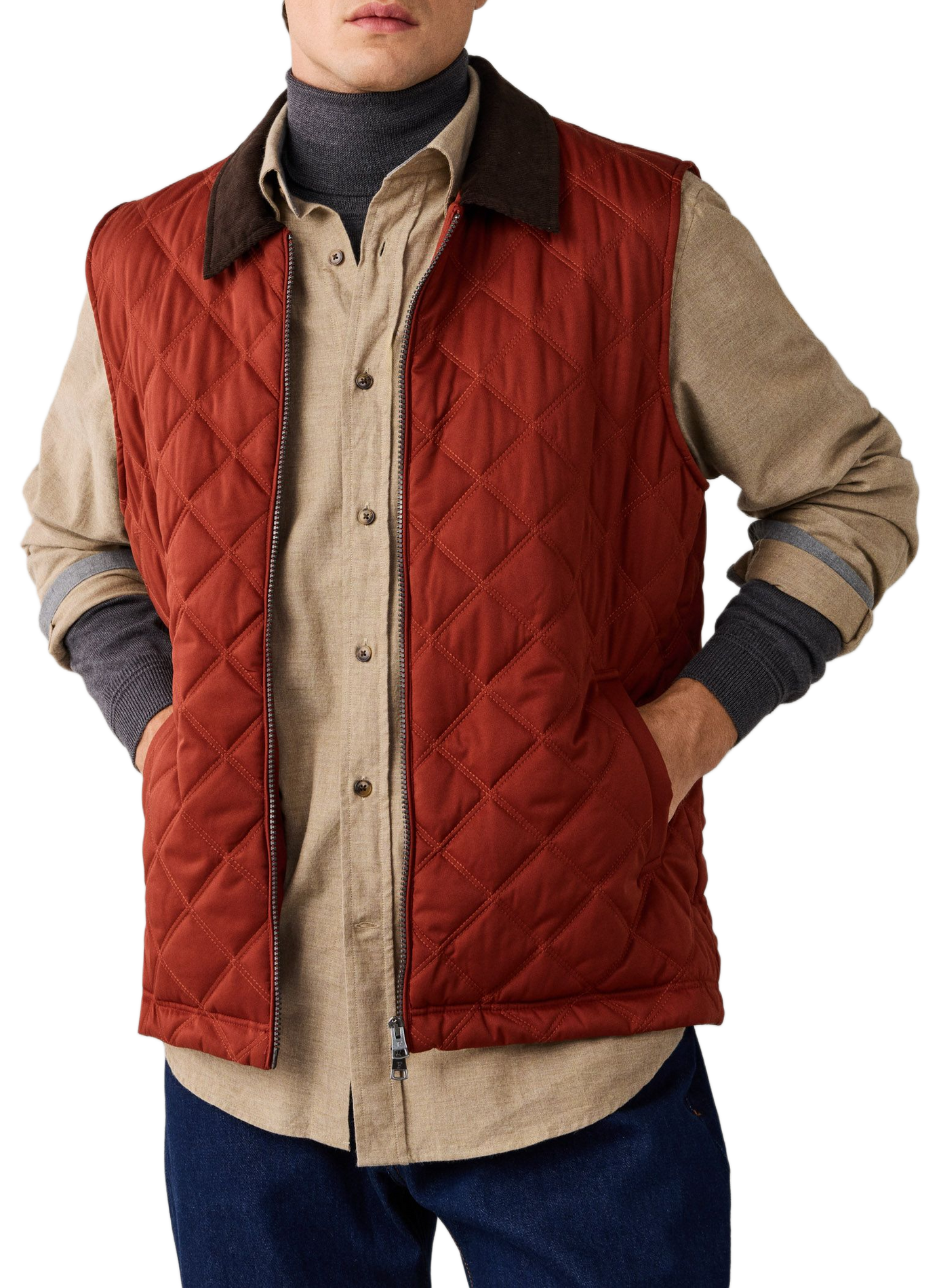 Veste matelassée droite zippée FACONNABLE Brown