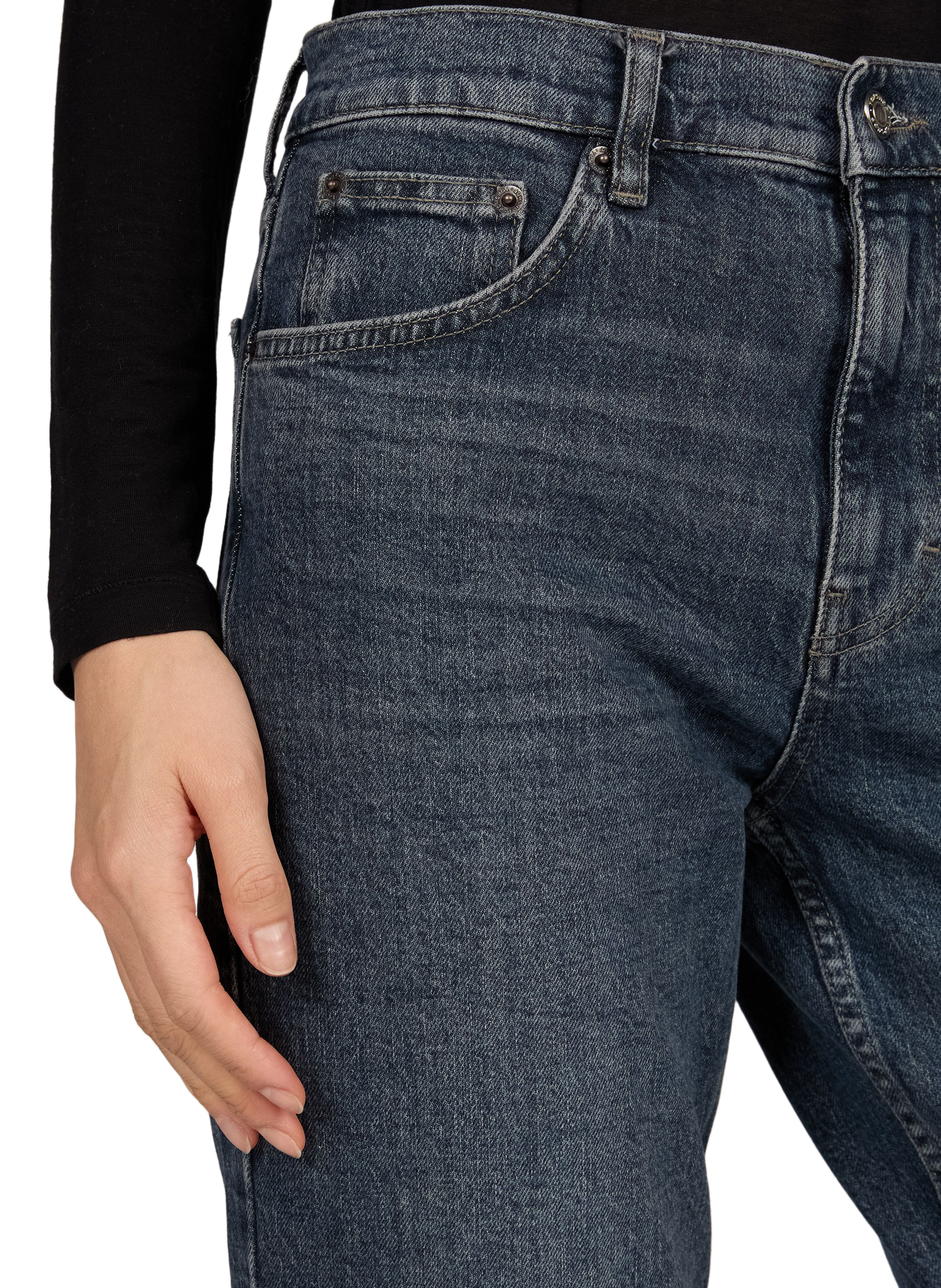 Jean droit Tskarla en coton mélangé TOPSHOP Bleu
