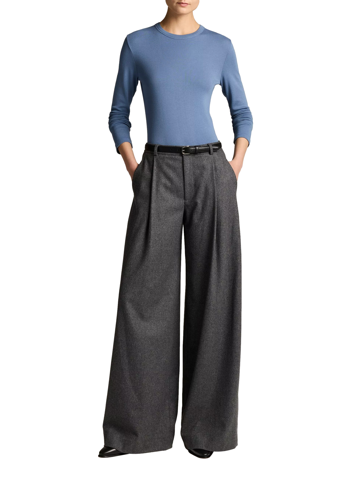 T-shirt manches longues en mélange de coton Pima VINCE Bleu