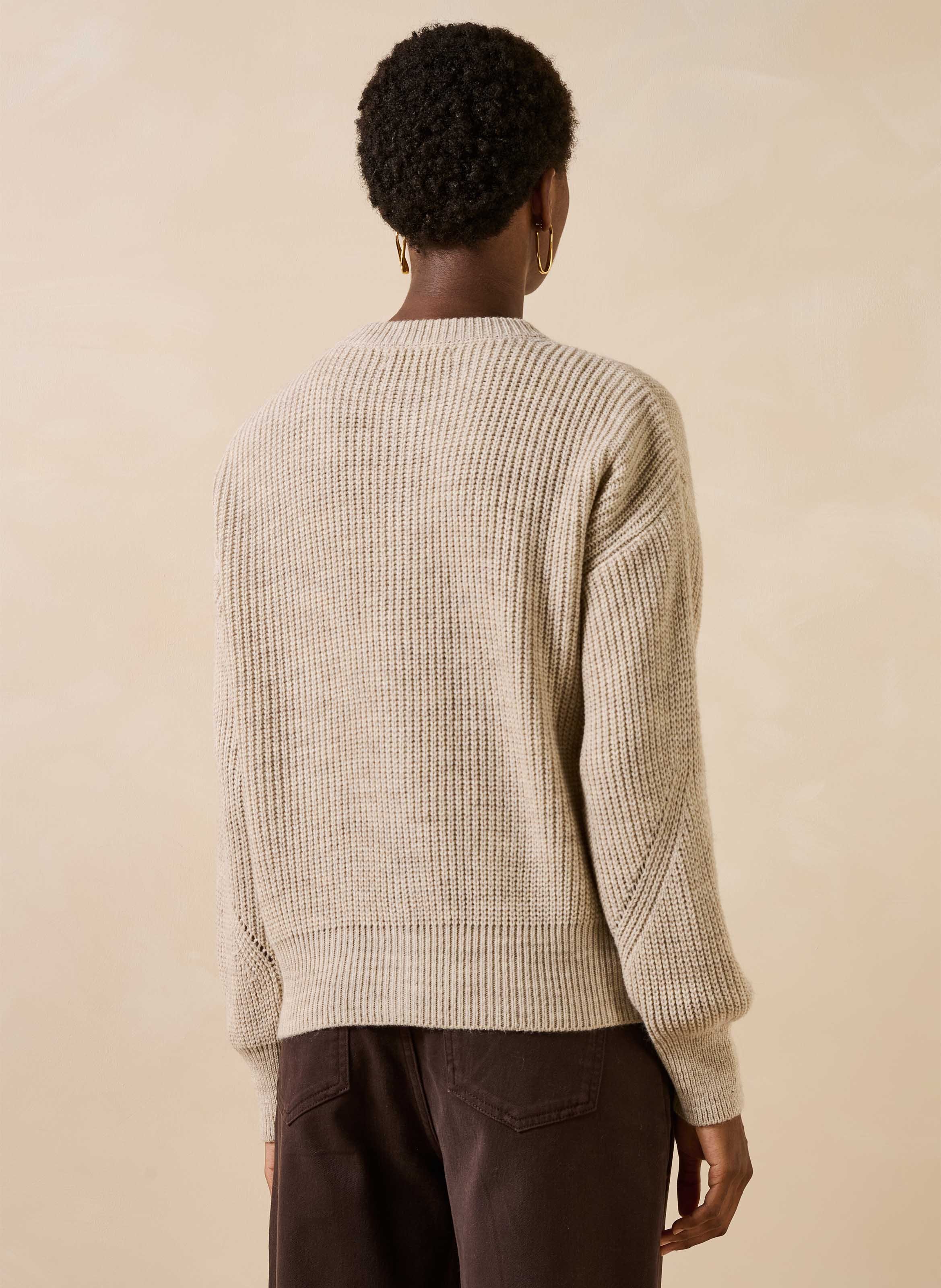 Vest met ronde hals van wolmix LA FEE MARABOUTEE Beige