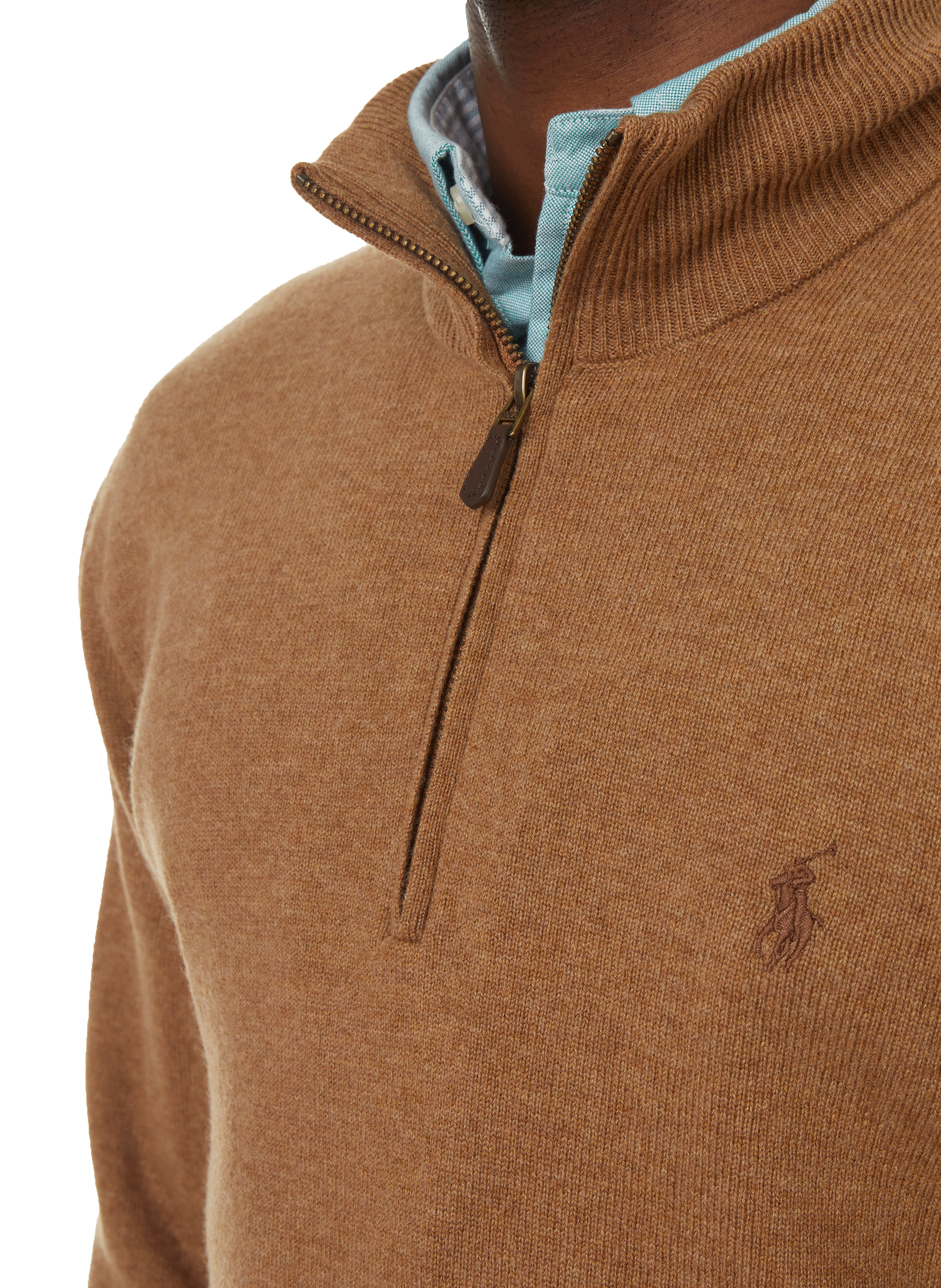 Wool zip-neck jumper POLO RALPH LAUREN Brown