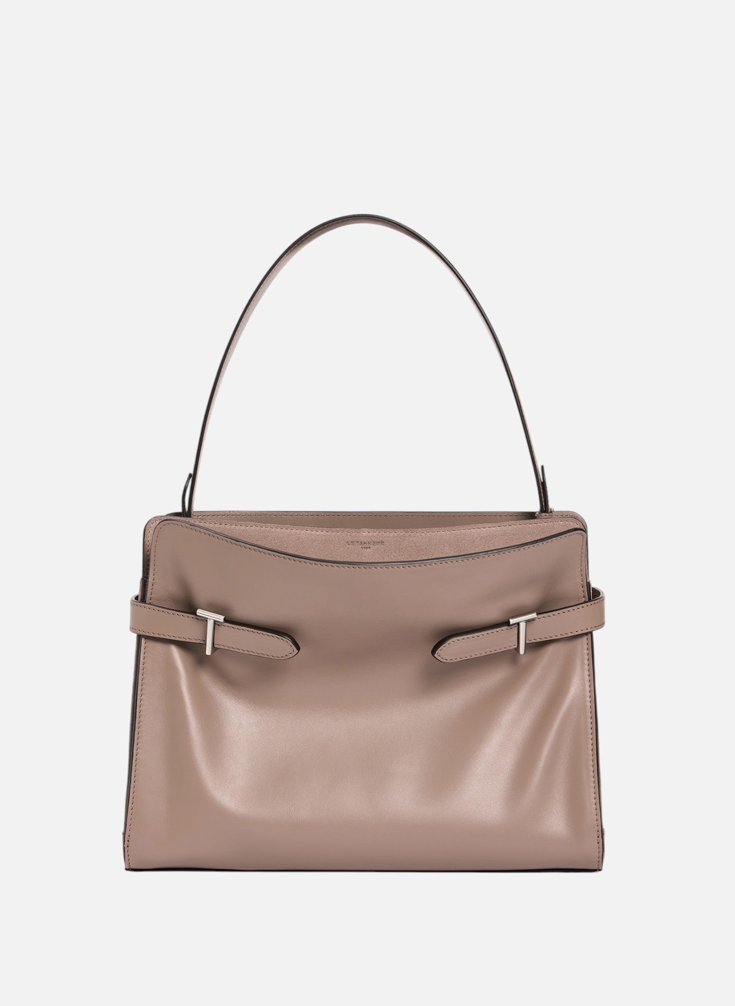 Sac porté épaule grand modèle emie en cuir lisse et nubuck LE TANNEUR Gris