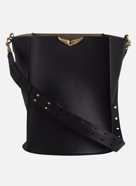 Sac seau bandoulière en cuir borderline Noir by ZADIG&VOLTAIRE ZADIG&VOLTAIRE Sac seau bandoulière en cuir borderline Noir
