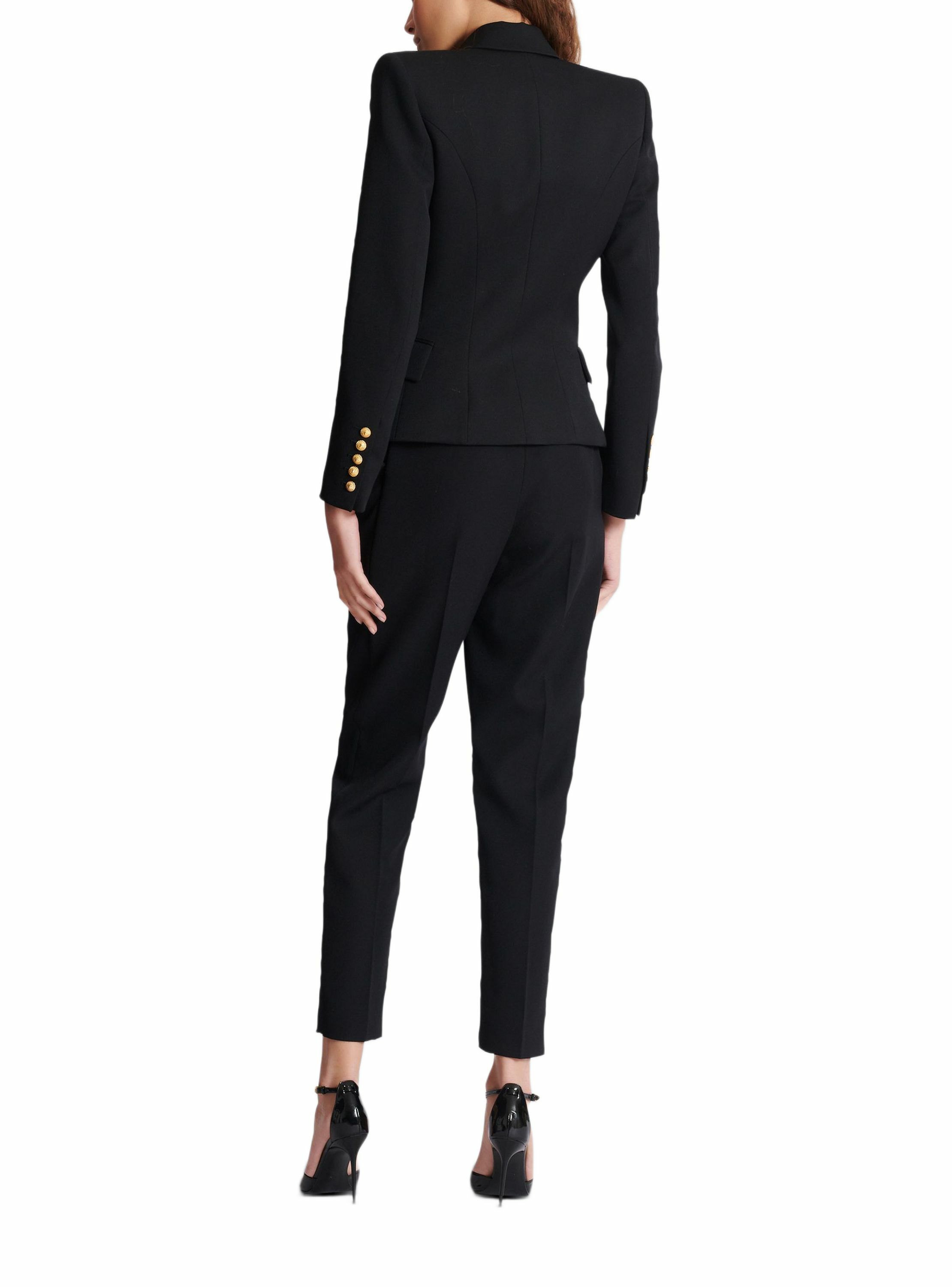 Veste 6 boutons ajustée en grain de poudre BALMAIN Noir