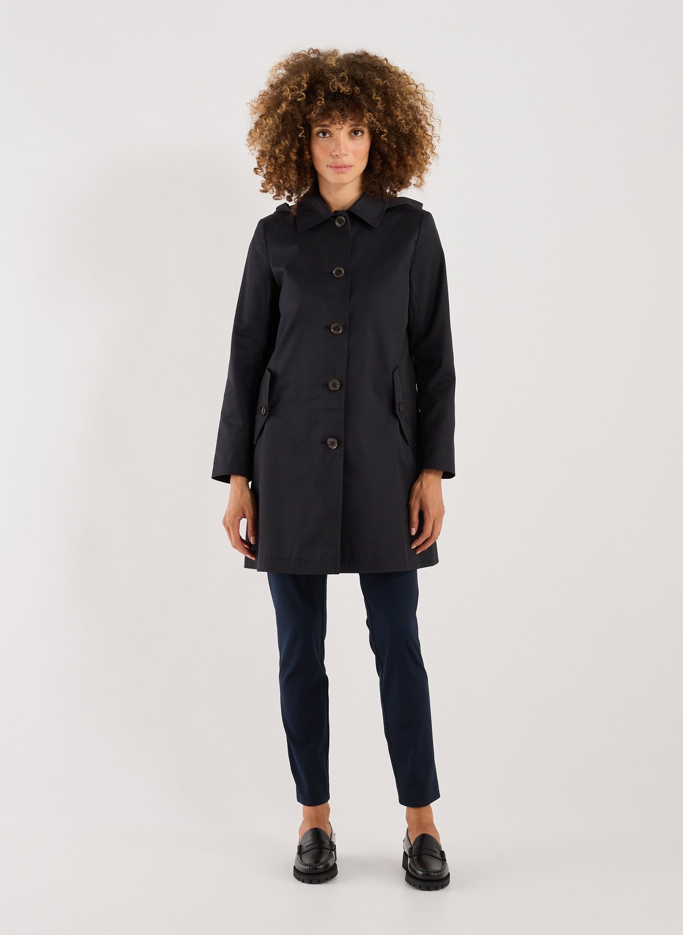 Trench droit en coton LAUREN Bleu