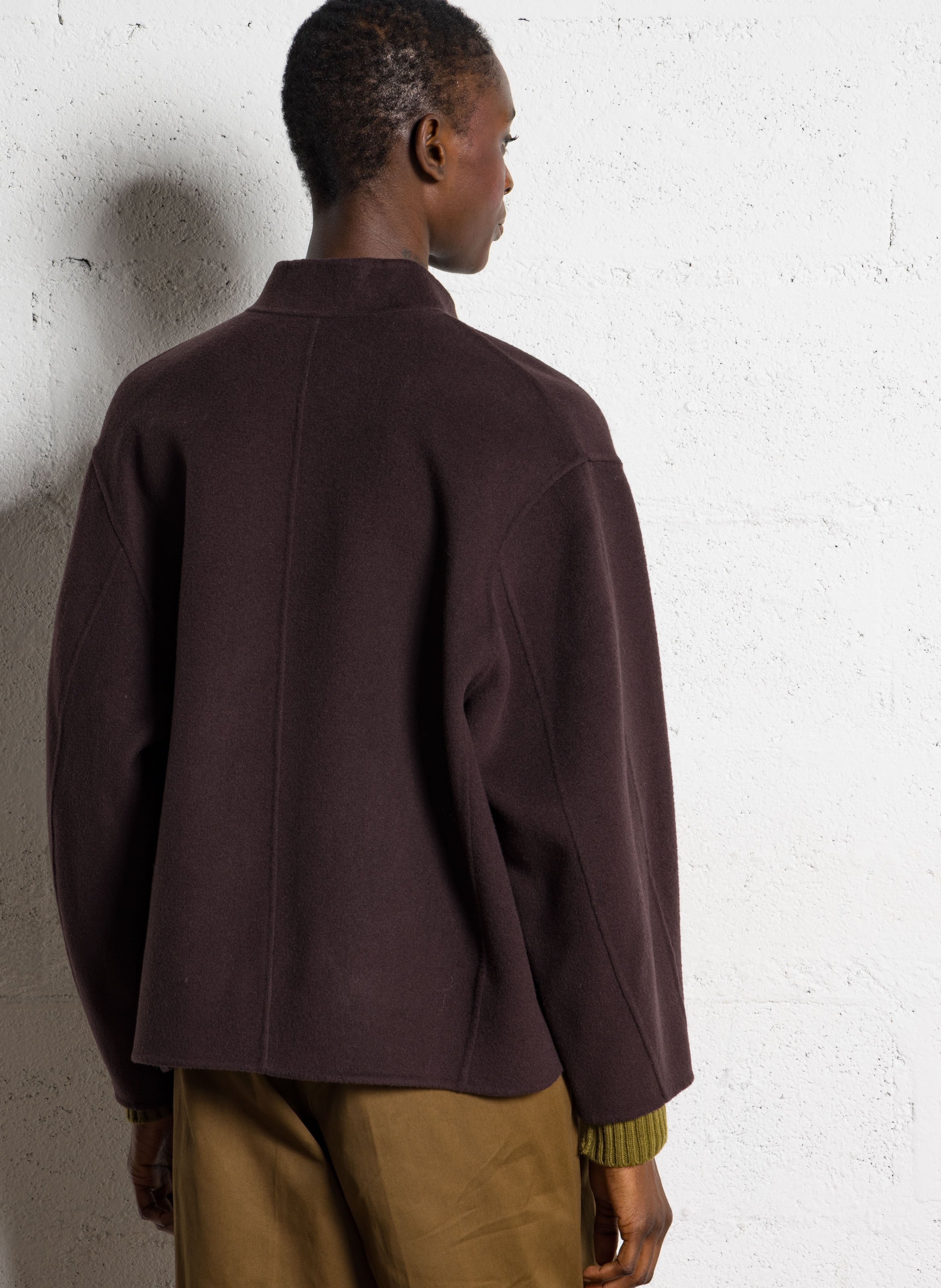 Manteau col rond en laine mélangée windsor SOEUR Violet