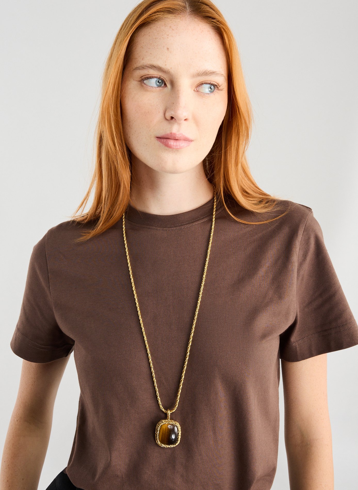 Sautoir Miki oeil de tigre AURELIE BIDERMANN Marron