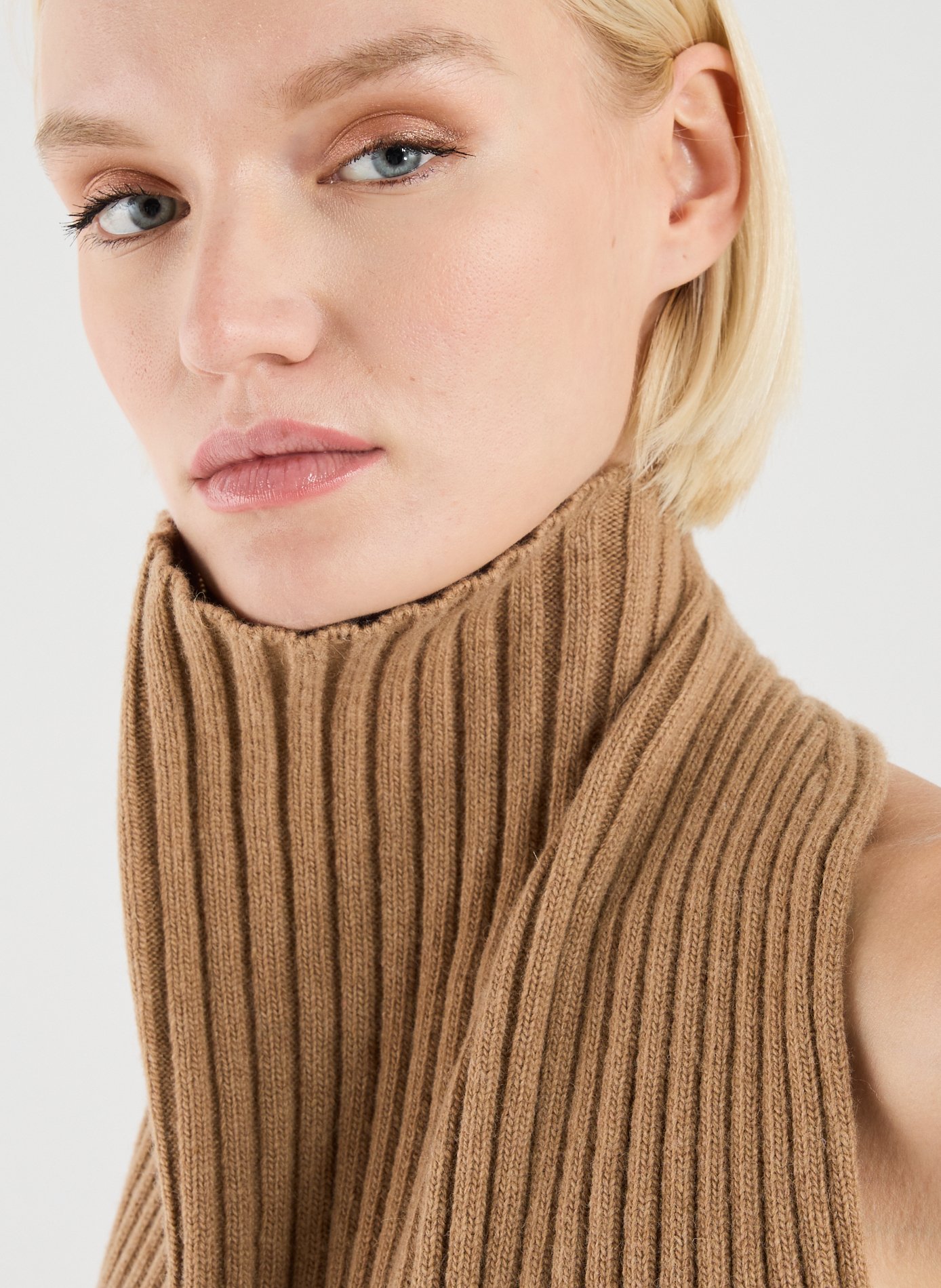 Ribbed wool halter top VICTORIA BECKHAM Beige