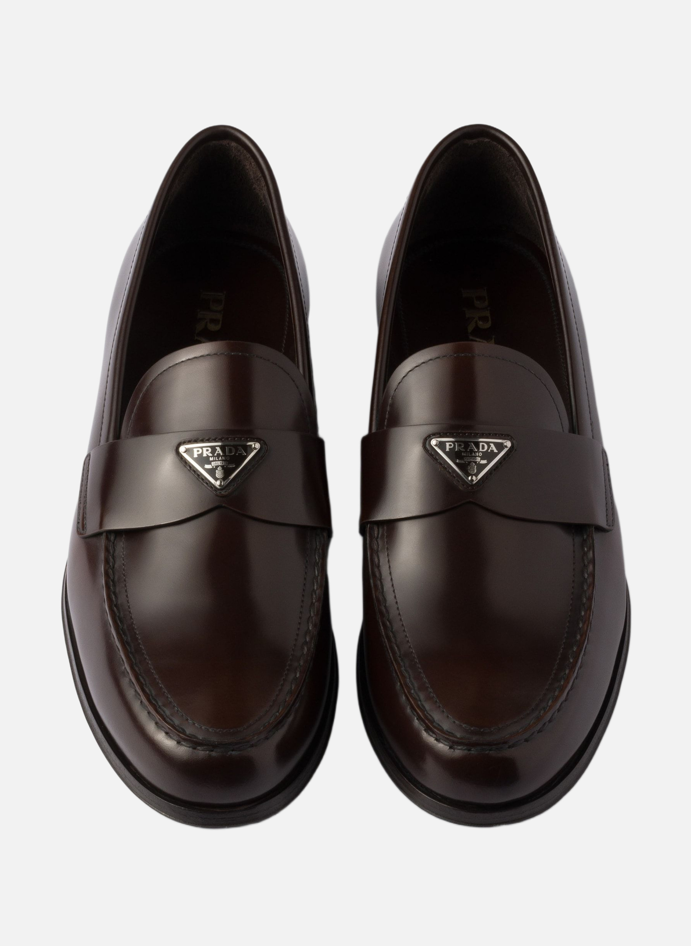 Mocassins en cuir brossé PRADA Marron