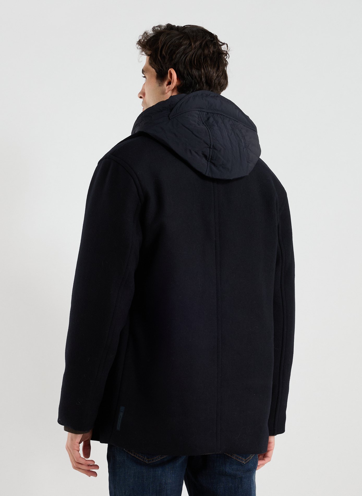 Jacket with tailored collar in blended virgin wool ARMANI EXCHANGE Blue