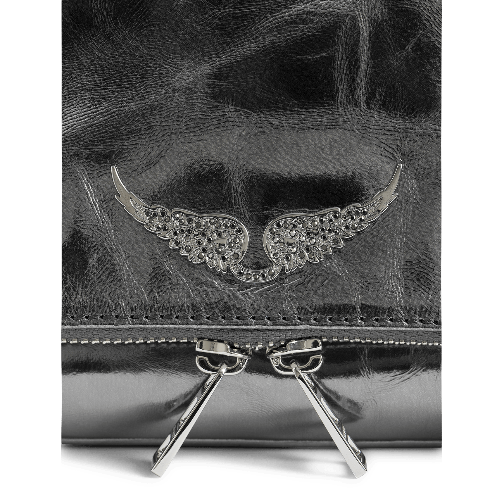 Pochette en cuir métallisé rock ZADIG&VOLTAIRE Gris