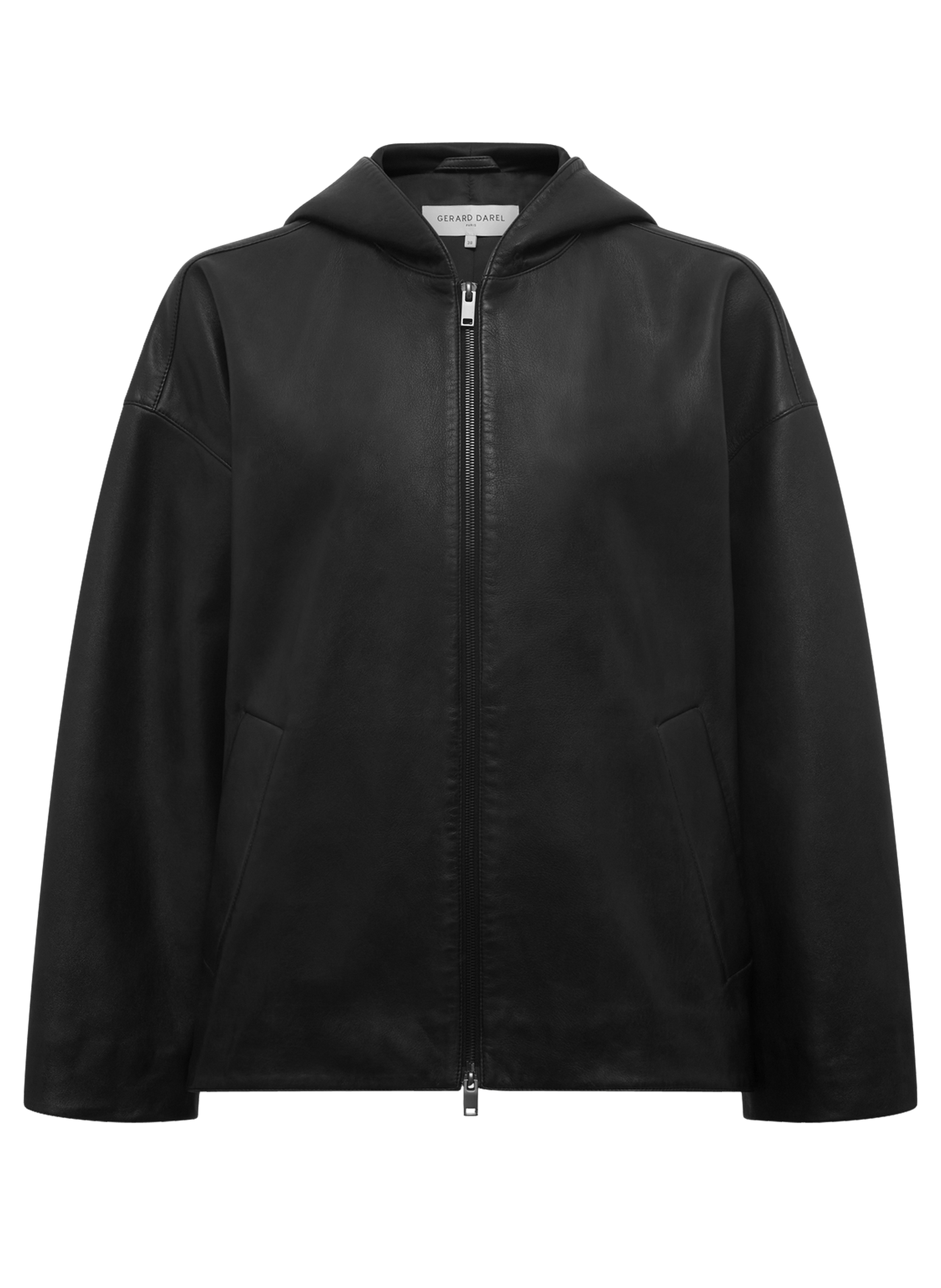 Veste oversize à capuche en cuir - nabila GERARD DAREL Noir