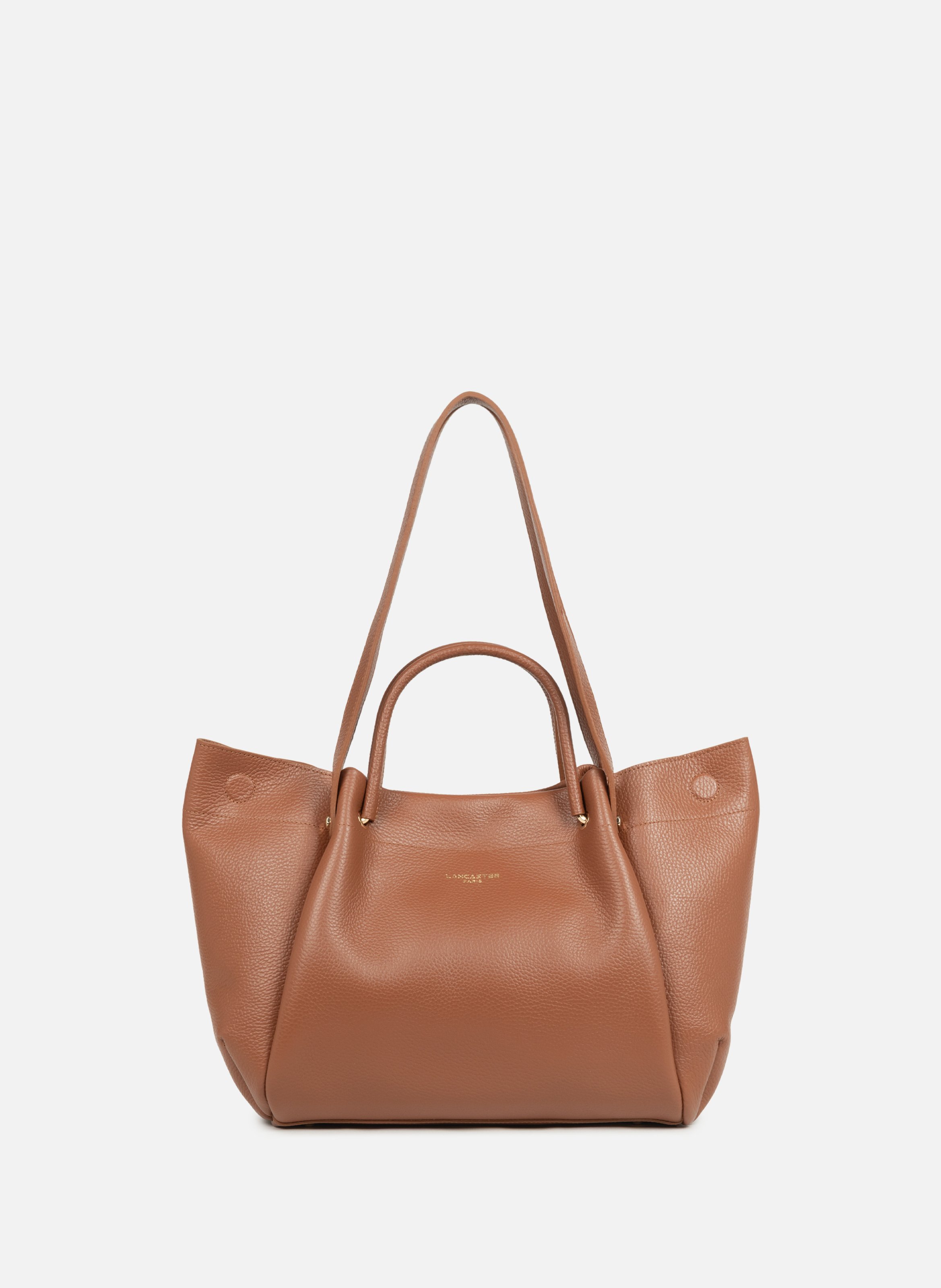 Très grand sac cabas épaule - foulonné double louisa LANCASTER Marron