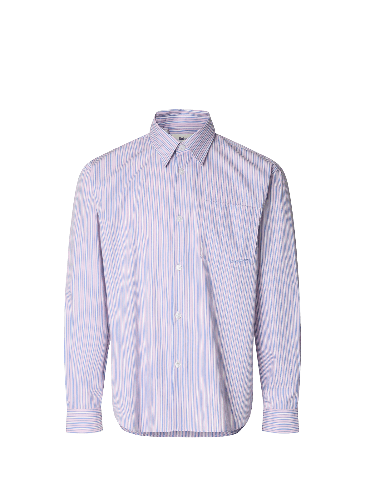 Straight striped cotton shirt SELECTED Pink