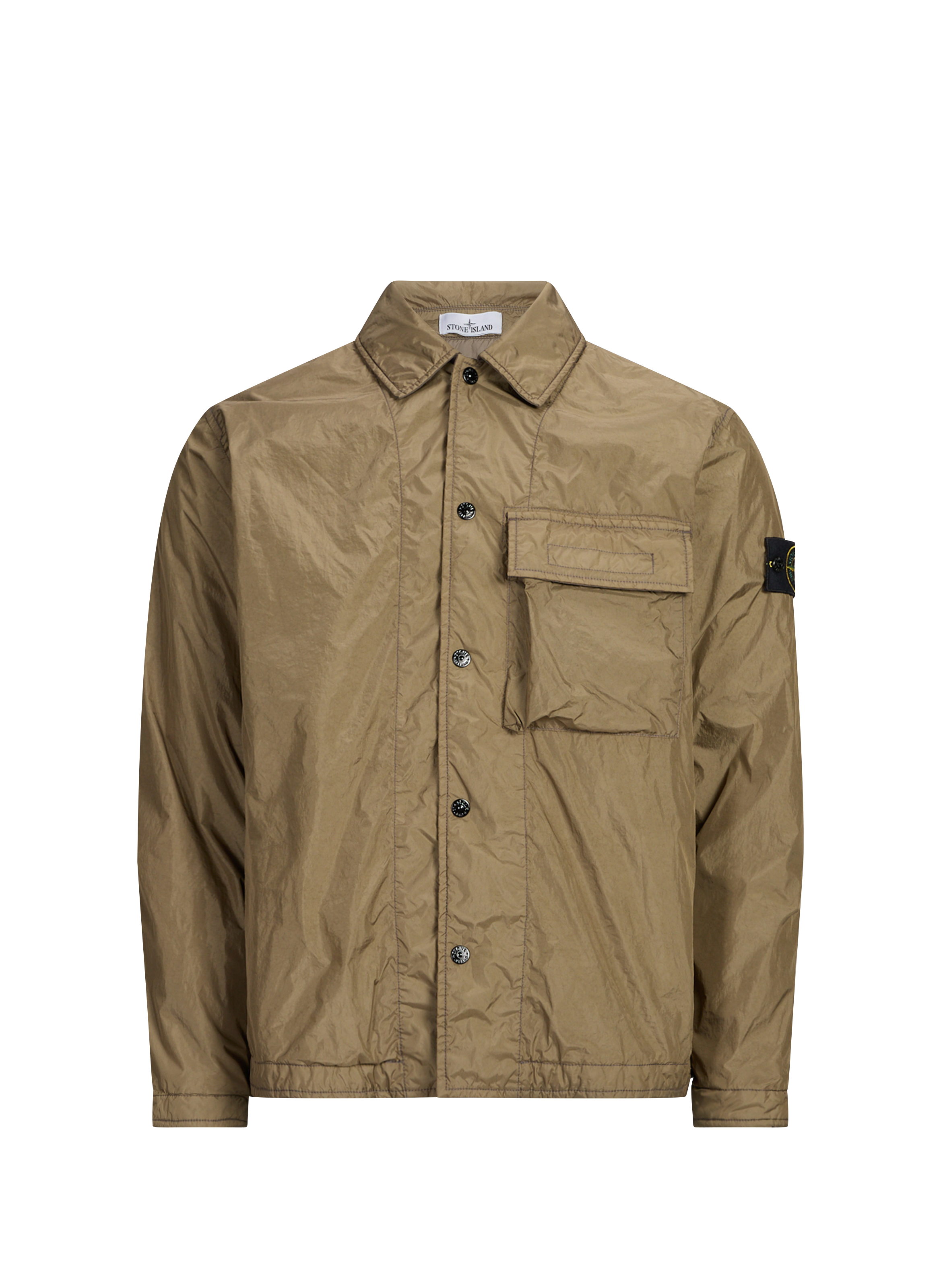 Logo overshirt jacket STONE ISLAND Khaki