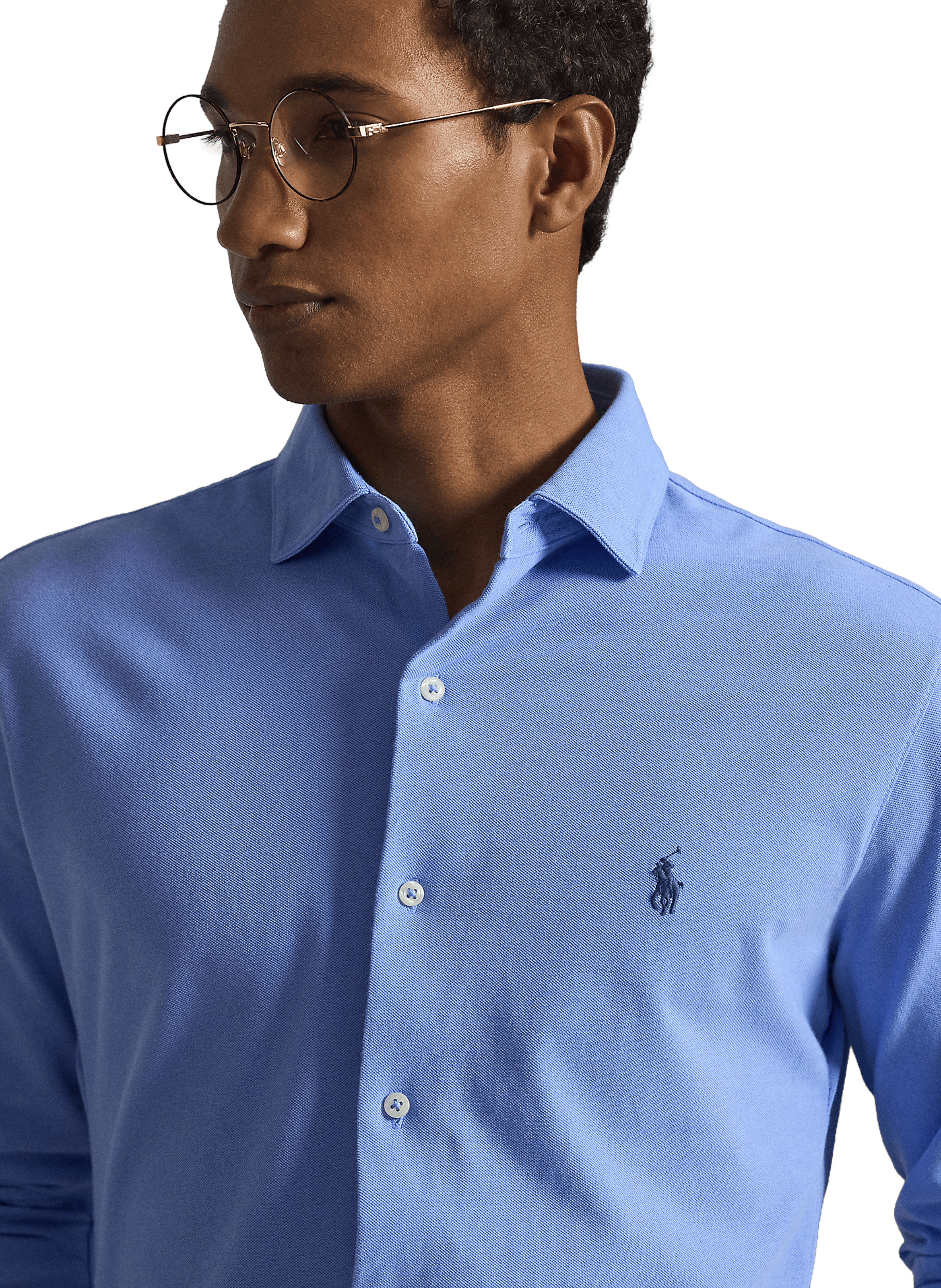 Chemise ajustée avec logo en coton POLO RALPH LAUREN Bleu