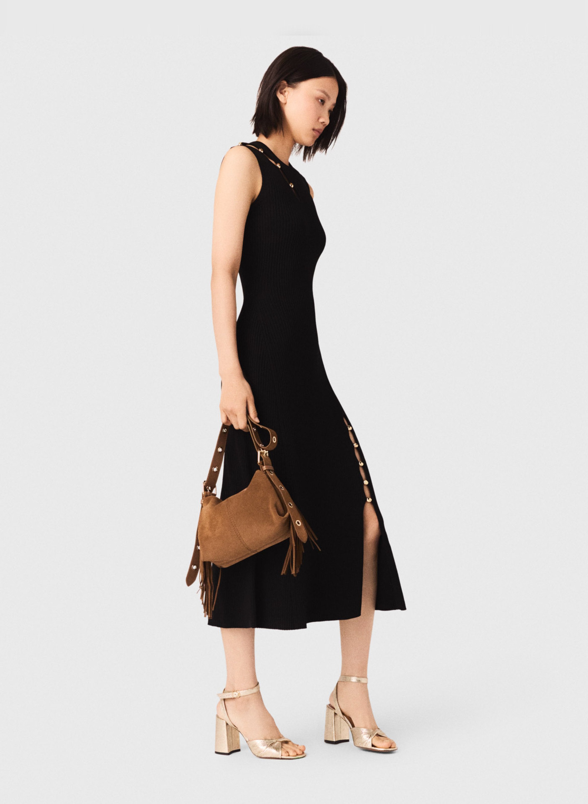 Robe midi col rond MAJE Noir