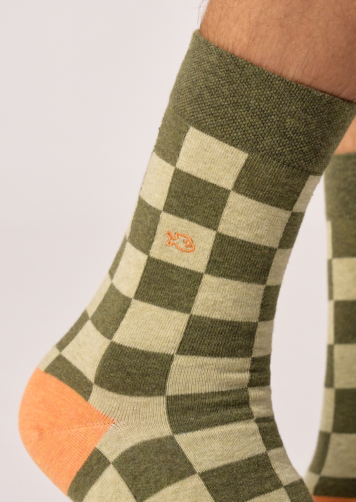 Chaussettes en coton peigné carreaux BILLYBELT Kaki