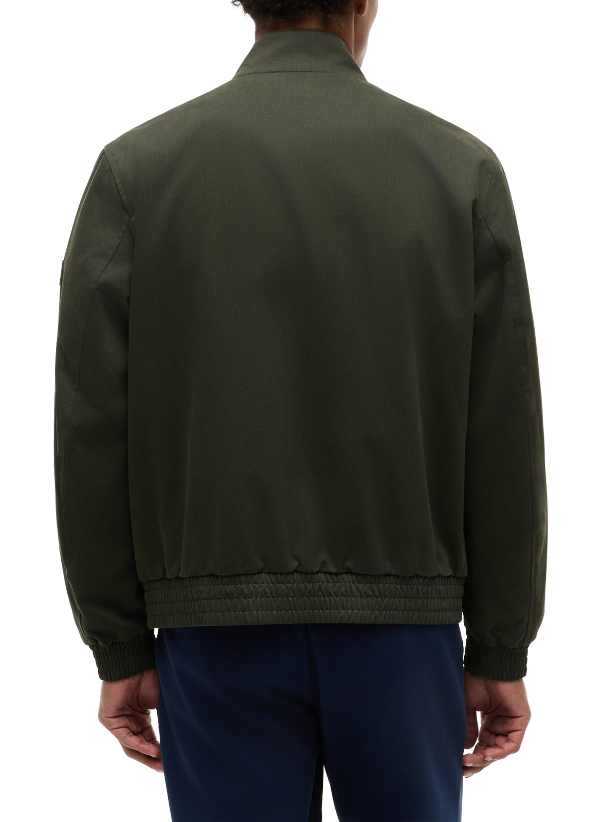 Harrington zip-up jacket with logo patch in blended cotton TOMMY HILFIGER Green