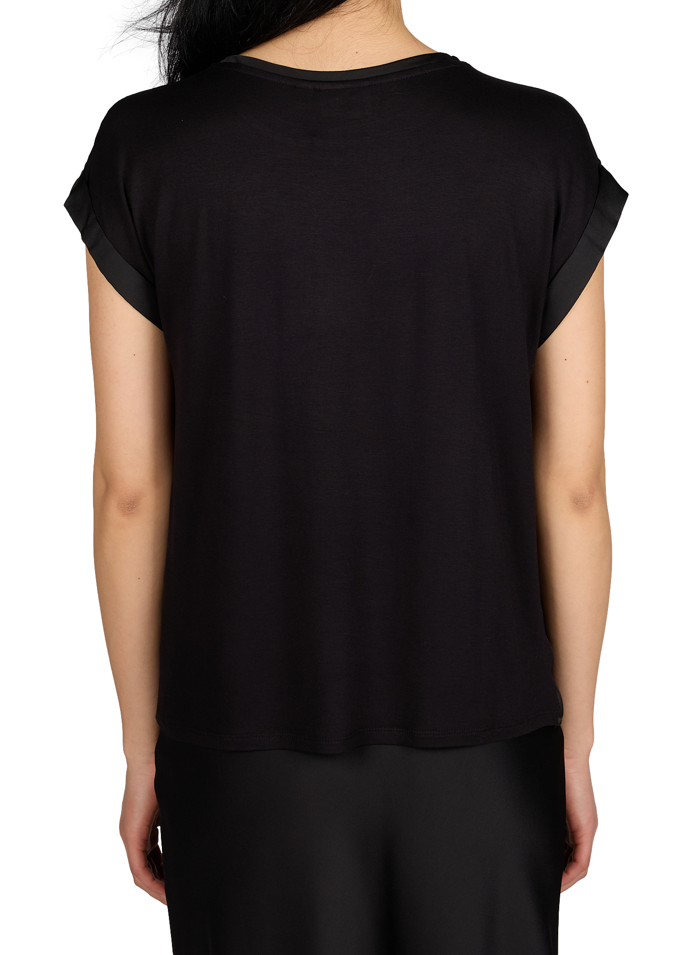 Flowy satin solid color t-shirt VILA Black