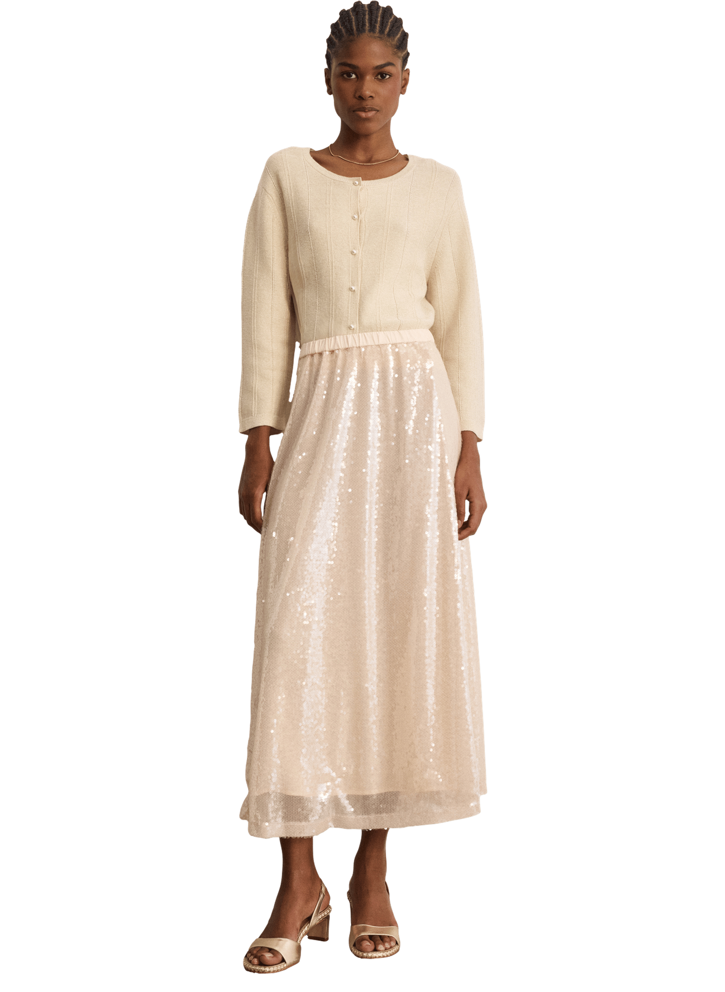 Jupe longue à sequins - nolie PABLO Beige