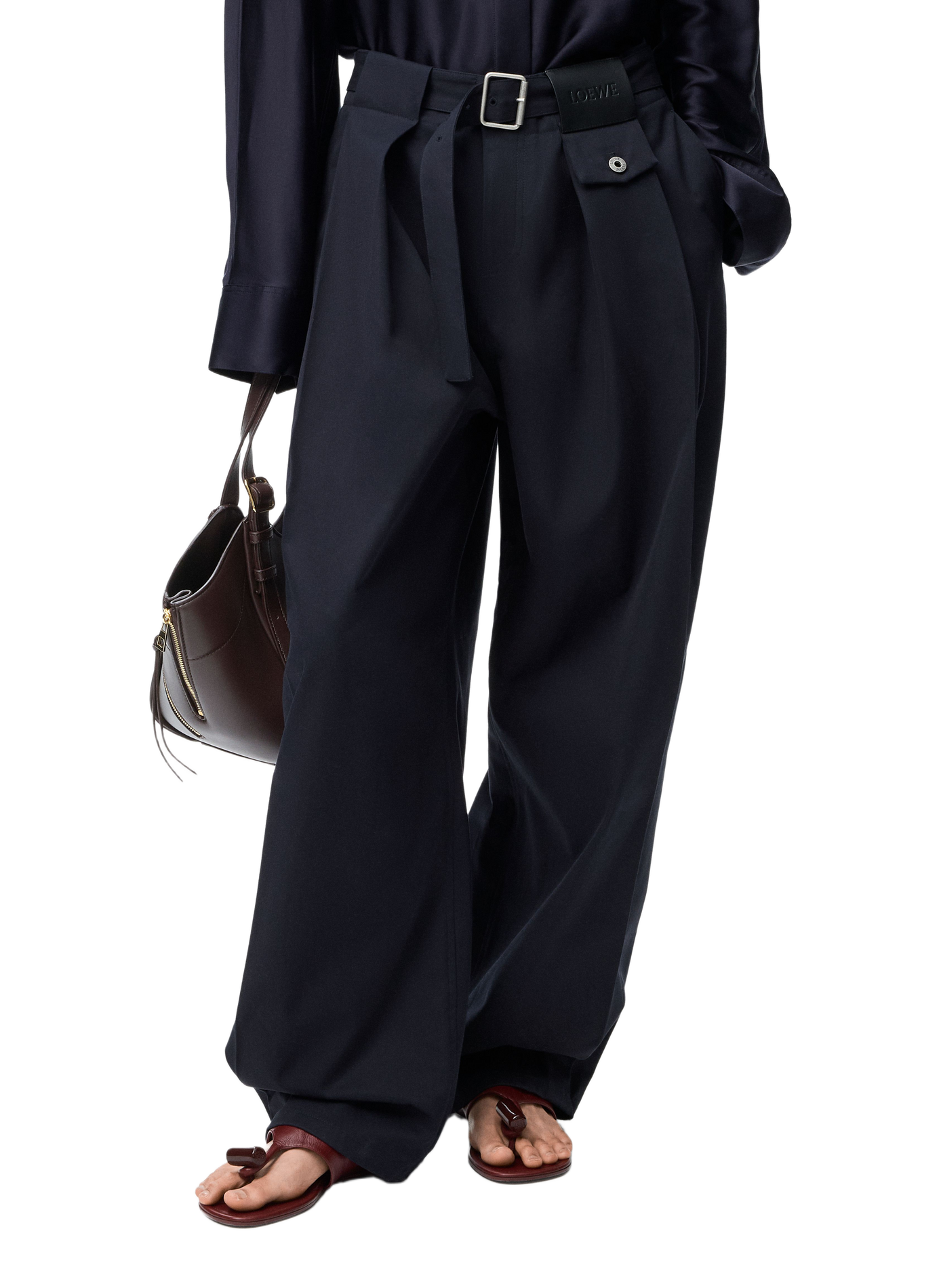 Pantalon décontractée en coton et soie LOEWE Bleu