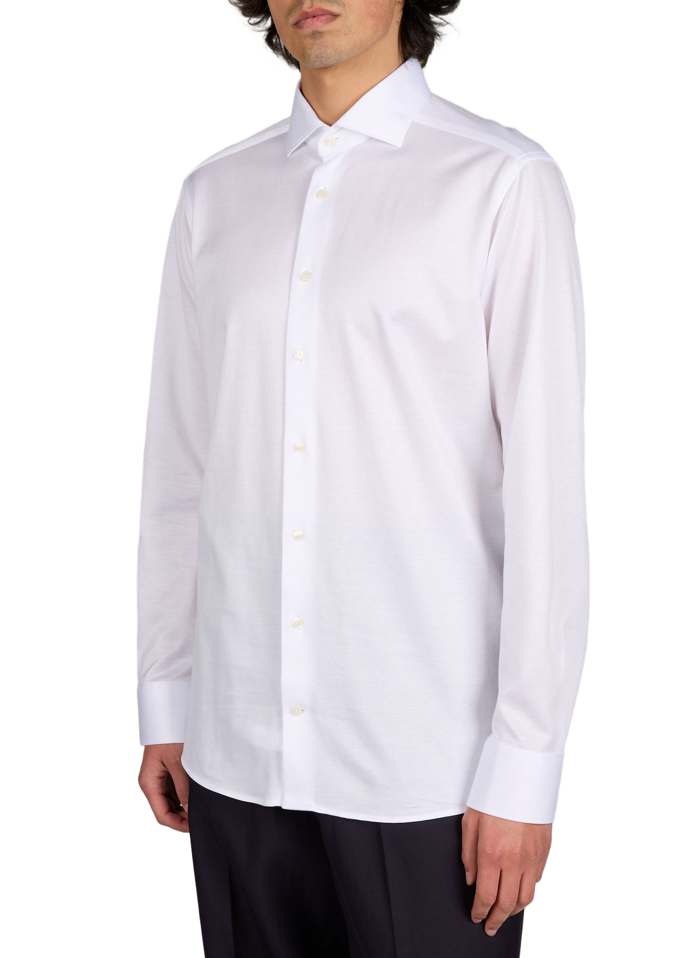 Chemise droite jacquard en coton ETON Blanc